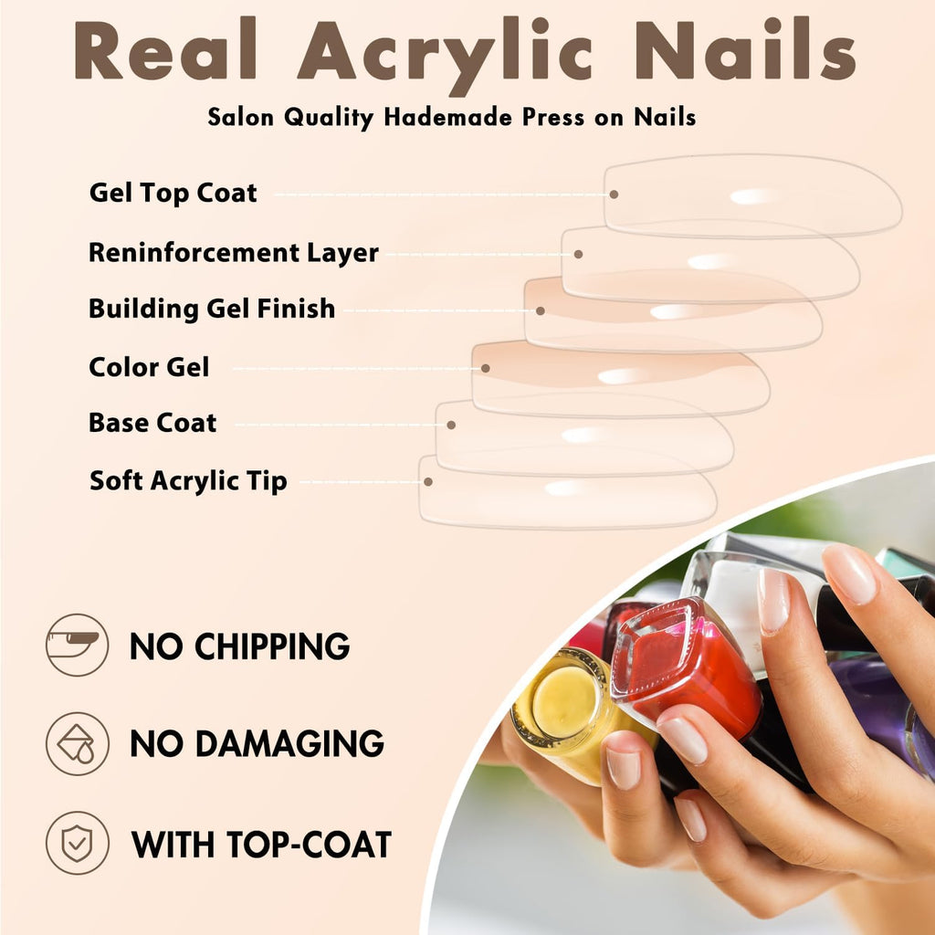 KQueenest Ombre Pink Press on Nails Long Square Shaped Gradient French Fake Nails Press Ons. Natural Gel Square Tips - 24 Pcs Coffin Acrylic False Nails Set for Women Daily Wear : Beauty & Personal Care