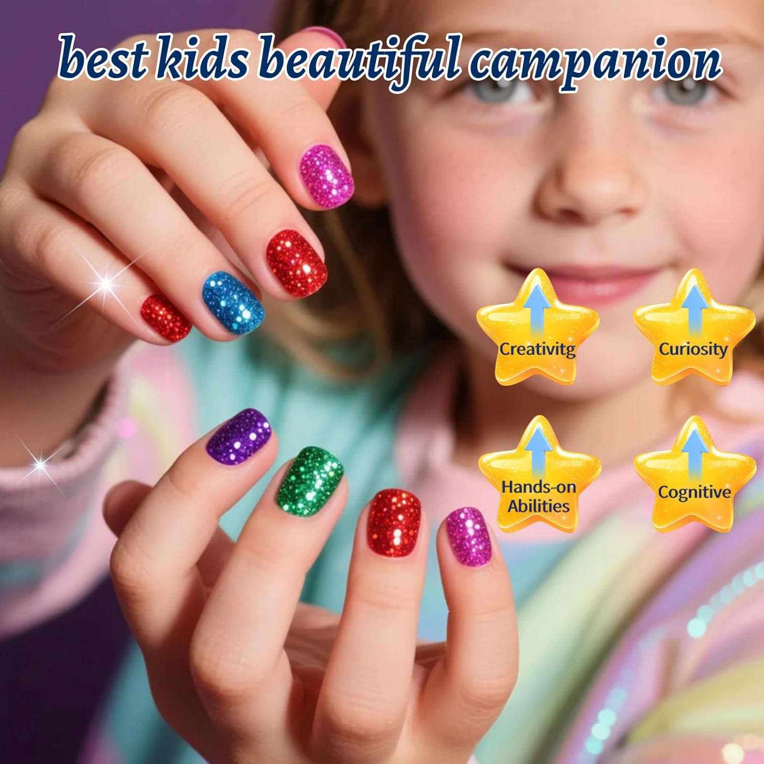 Aieenjor Non-Toxic Kids Nail Polish Set. Glitter Quick Dry Fingernail Polish for Toddler. Water-Based Peelable Nail Polish for Kids. 6 Color Rainbow for Halloween and DIY Gift Kid Ages 3+ : Beauty & Personal Care