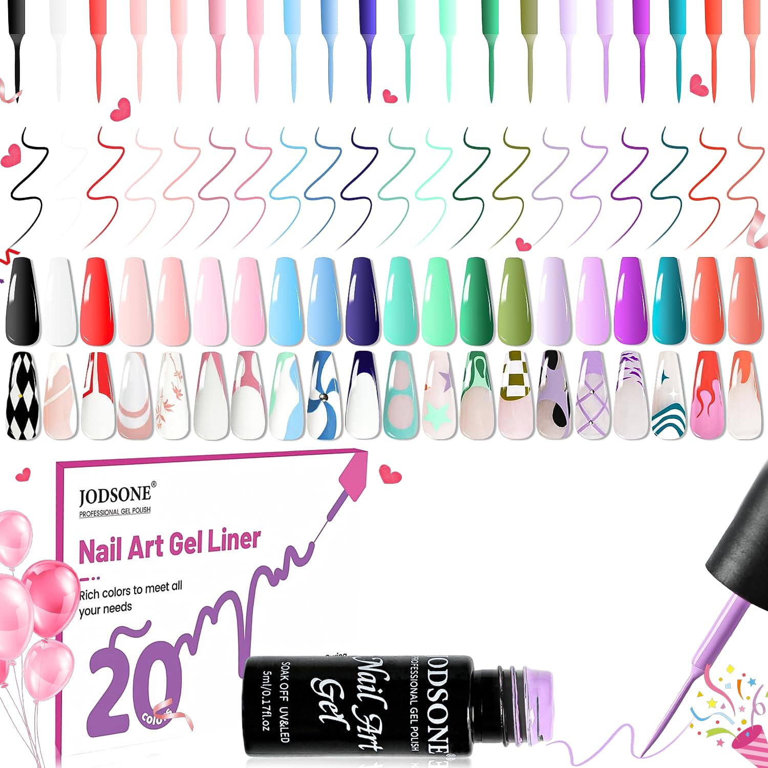 JODSONE 10pcs Nail Art Gel Liner Set.3D Nail Art Pens Effect for Fine Lines.Thin Brush Detail Polish.DIY Painted Nails at Home Salon.Liner Gel Nail Polish for Girls & Women : Beauty & Personal Care