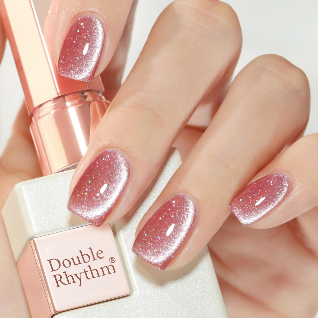 Double Rhythm 15ML Ice Glass Cat Eye Gel Polish with Magnet Holographic Glitter Shimmer Translucent Sheer Color Salon Soak Off Magnetic Nail at Home (Golden Violet-MC1129) : Beauty & Personal Care