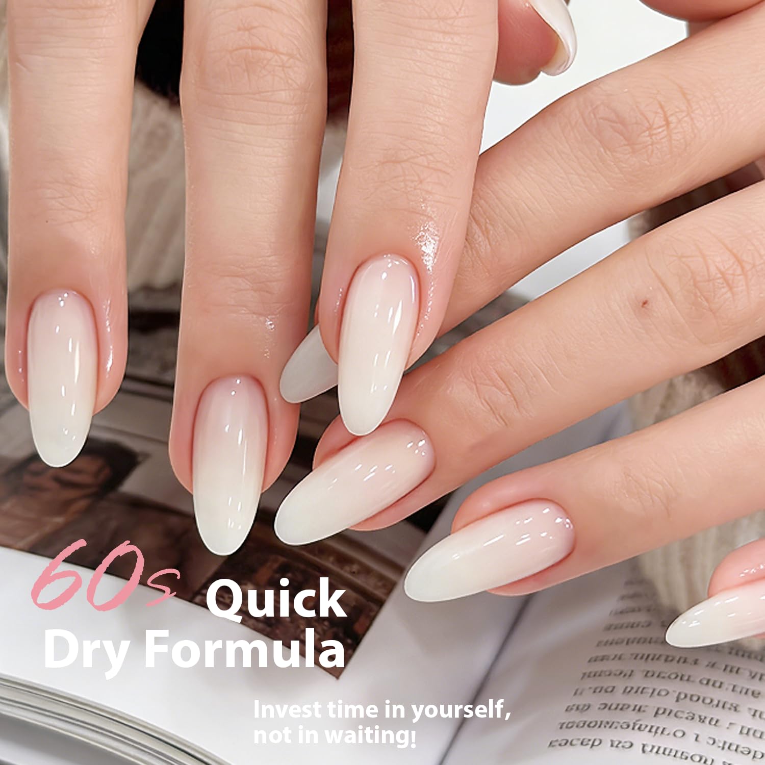 AZUREBEAUTY Milky White Translucent Nail Polish – Quick Dry. Long-Lasting. Natural Jelly Glossy Finish for DIY Manicure & Nail Art. Salon Quality for Women : Beauty & Personal Care