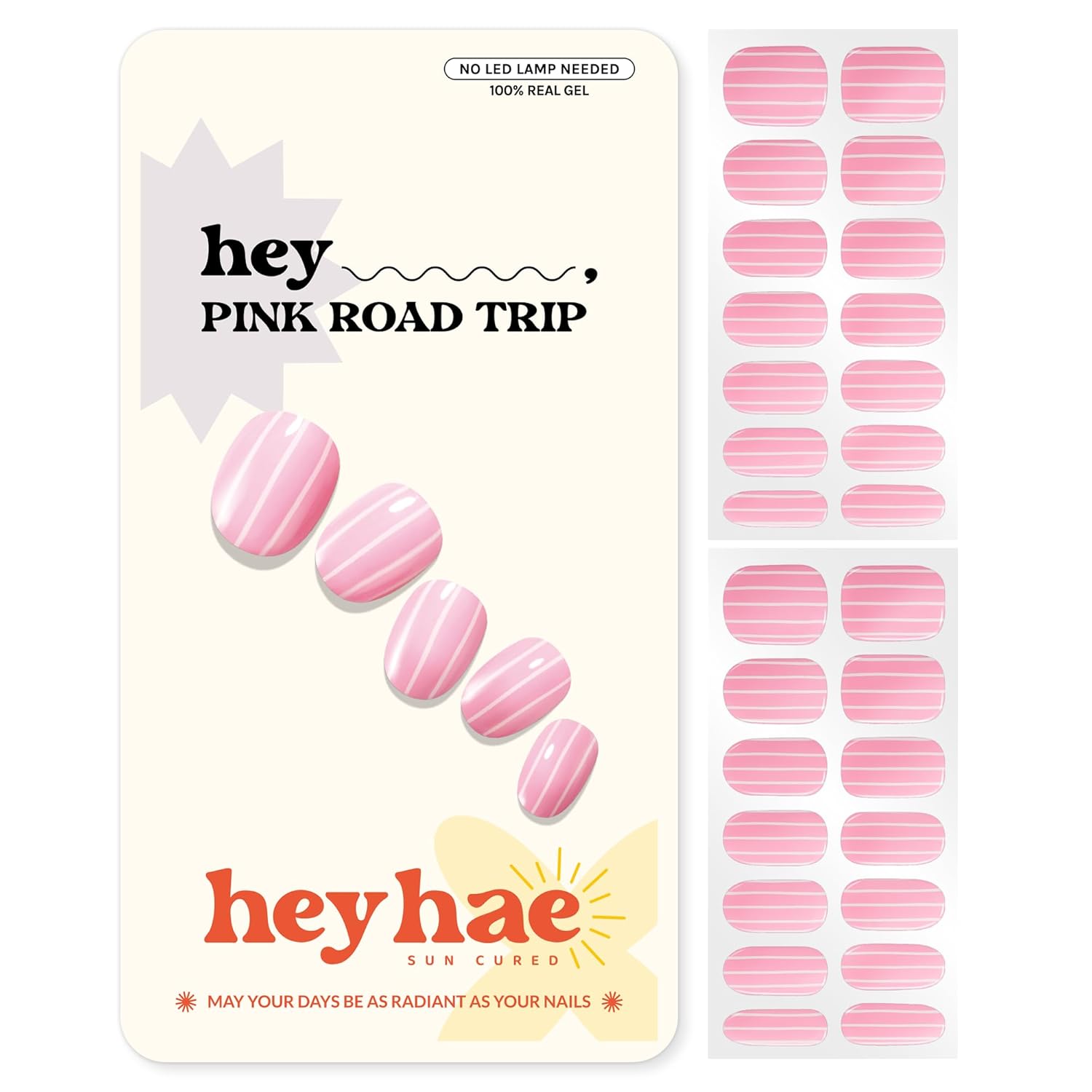 Heyhae Semi Cured Gel Nail Strips | No LED Lamp Needed | Solid. Pink. Spring | Easy Apply & Remove. Salon Quality | Includes 28 Strips. 1 Prep Pads. Nail File & Wooden stick - Hey. Strawberry Picking? : Beauty & Personal Care