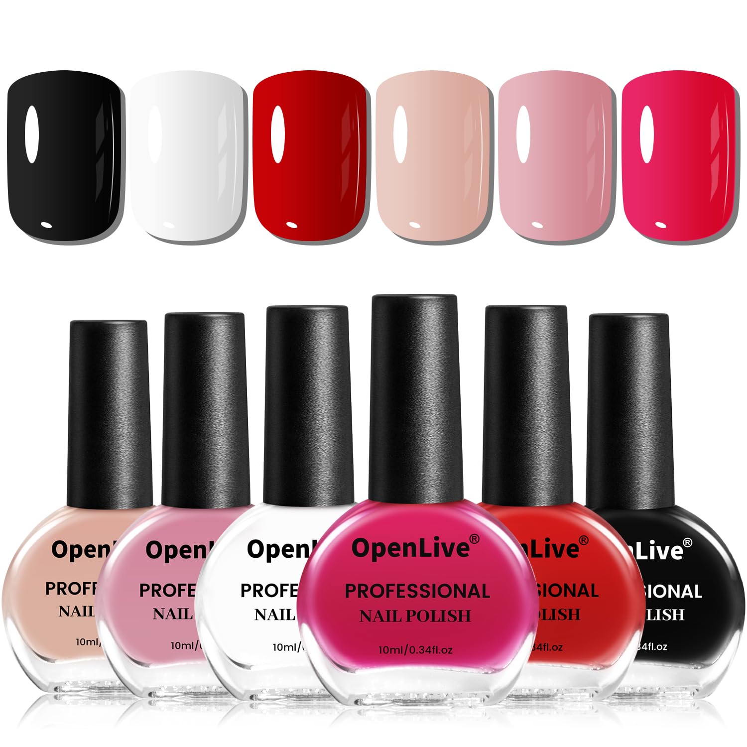 OpenLive 12 PCS Nail Polish Set With 10 Colour Combo. 2 PCS Base And Top Coat.Fast Drying Nail Polish For Home DIY And Beginners : Beauty & Personal Care