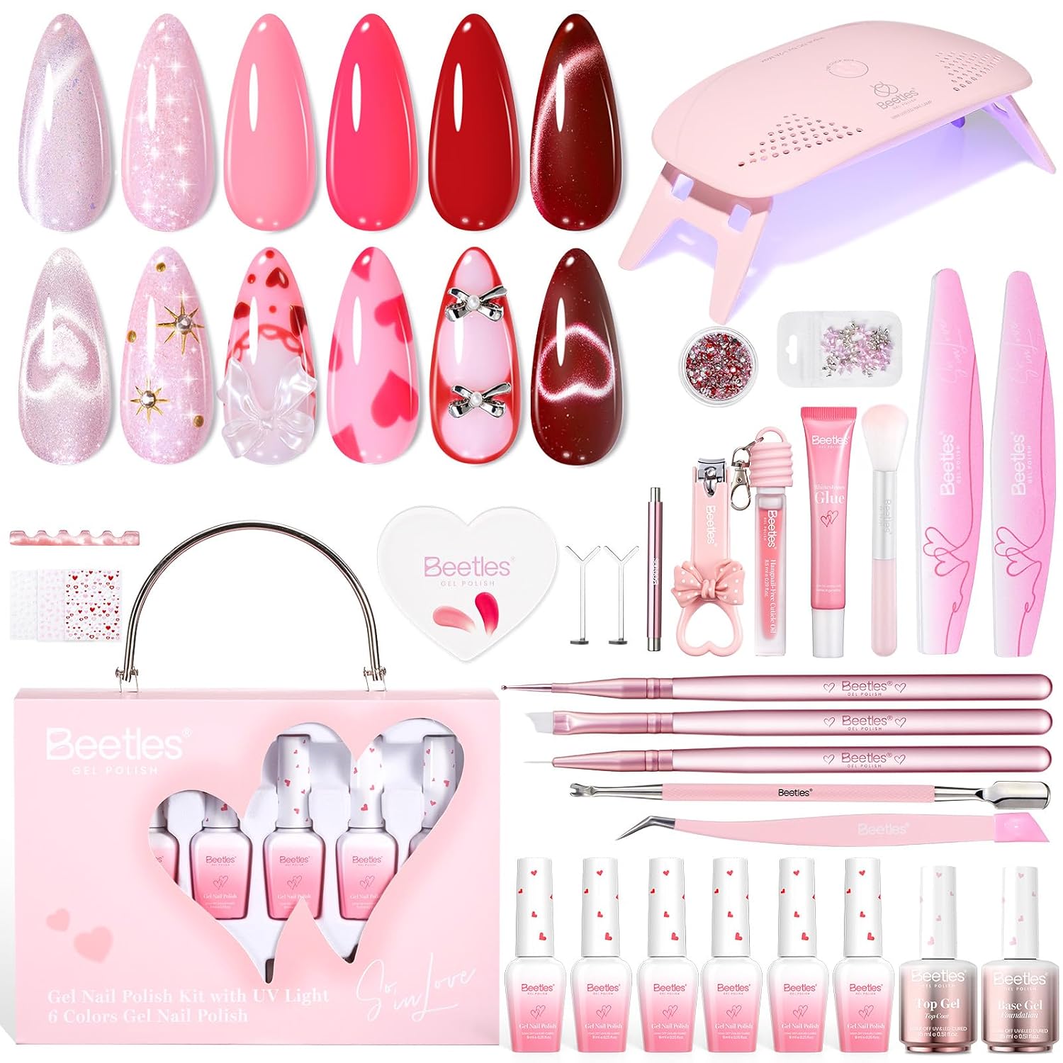 Beetles Gel Nail Polish Set - 23pcs Gel Polish Set Summer Colors. 20 Colors Pink Green Blue UV Gel Polish with Base Top Coat. All Season Manicure Tools for Beginners Nail Art Home : Beauty & Personal Care