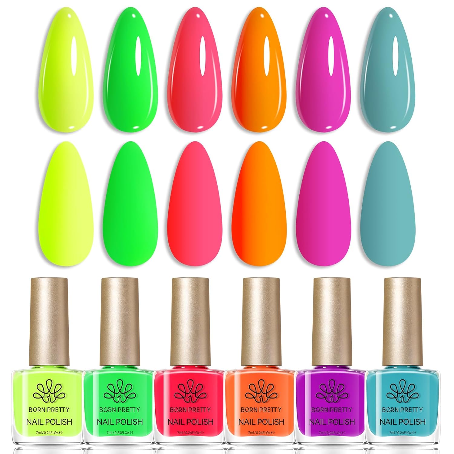 Born Pretty Chameleon Nail Polish Set. 6 Colors Chrome Holographic Metallic Glitter Quick Dry Nail Lacquer Kit Long Lasting DIY Fingernail Art Home Salon Valentines Gifts for Women Girls : Beauty & Personal Care