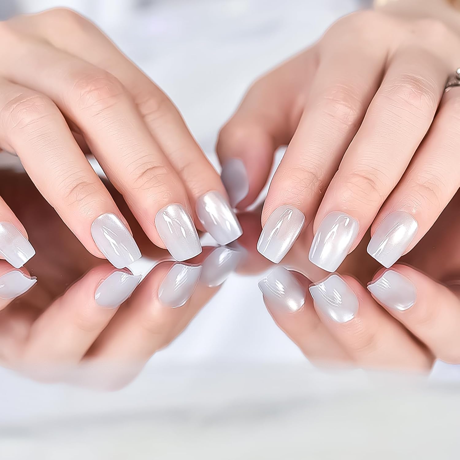 ELEVENAIL Press on Nails Glossy Dark Rose Pink False Nails Medium Length Squoval Nail Art Tips Salon Women Girls DIY Manicure Daily Reusable Daily Office Home Party Acrylic Stick On Fake Nails : Beauty & Personal Care