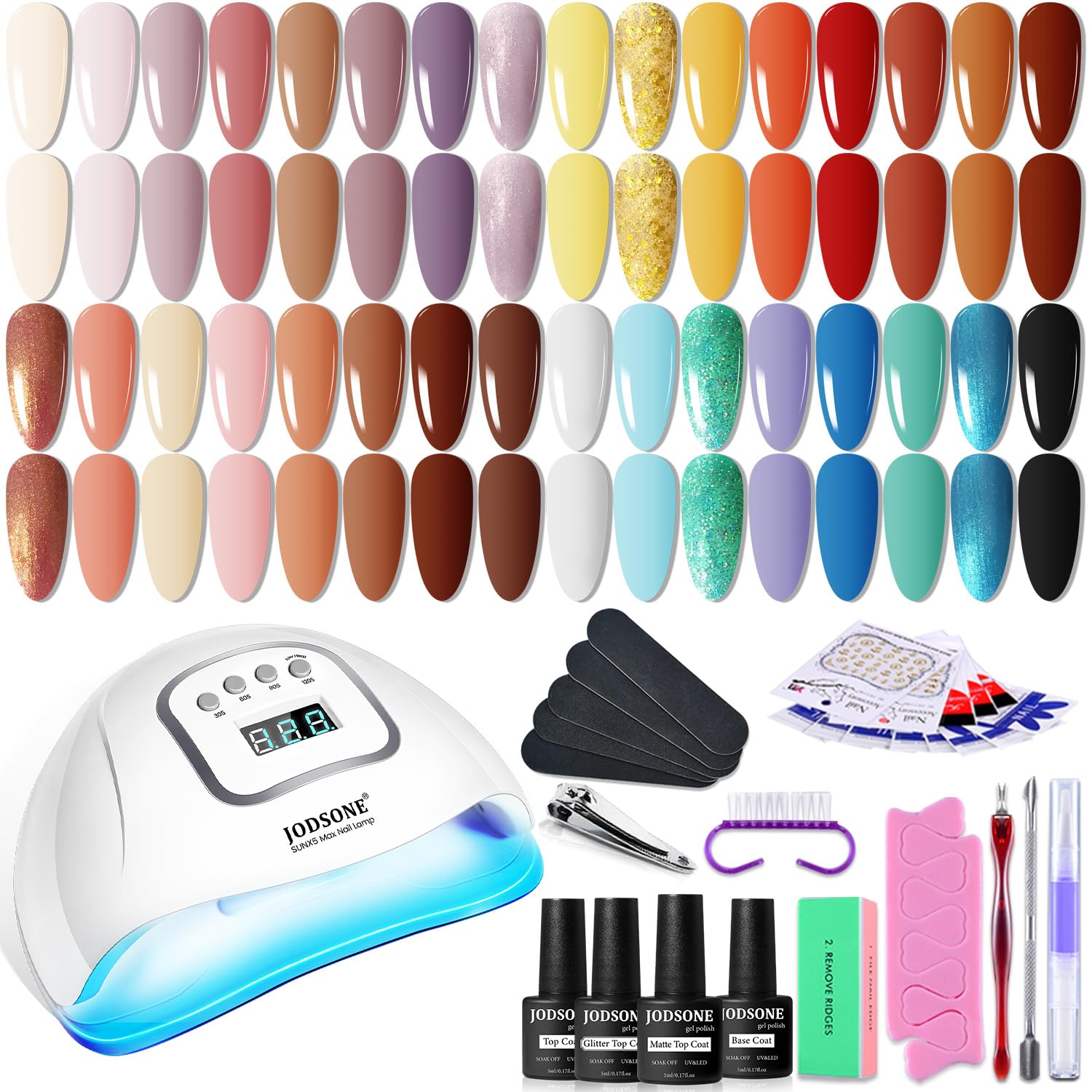 JODSONE Gel Nail Polish Kit with U V Light 32 Colors Gel Polish Nail + 4 Functional Adhesive Bottles Kit Soak Off Manicure Tools Gifts for Women : Beauty & Personal Care