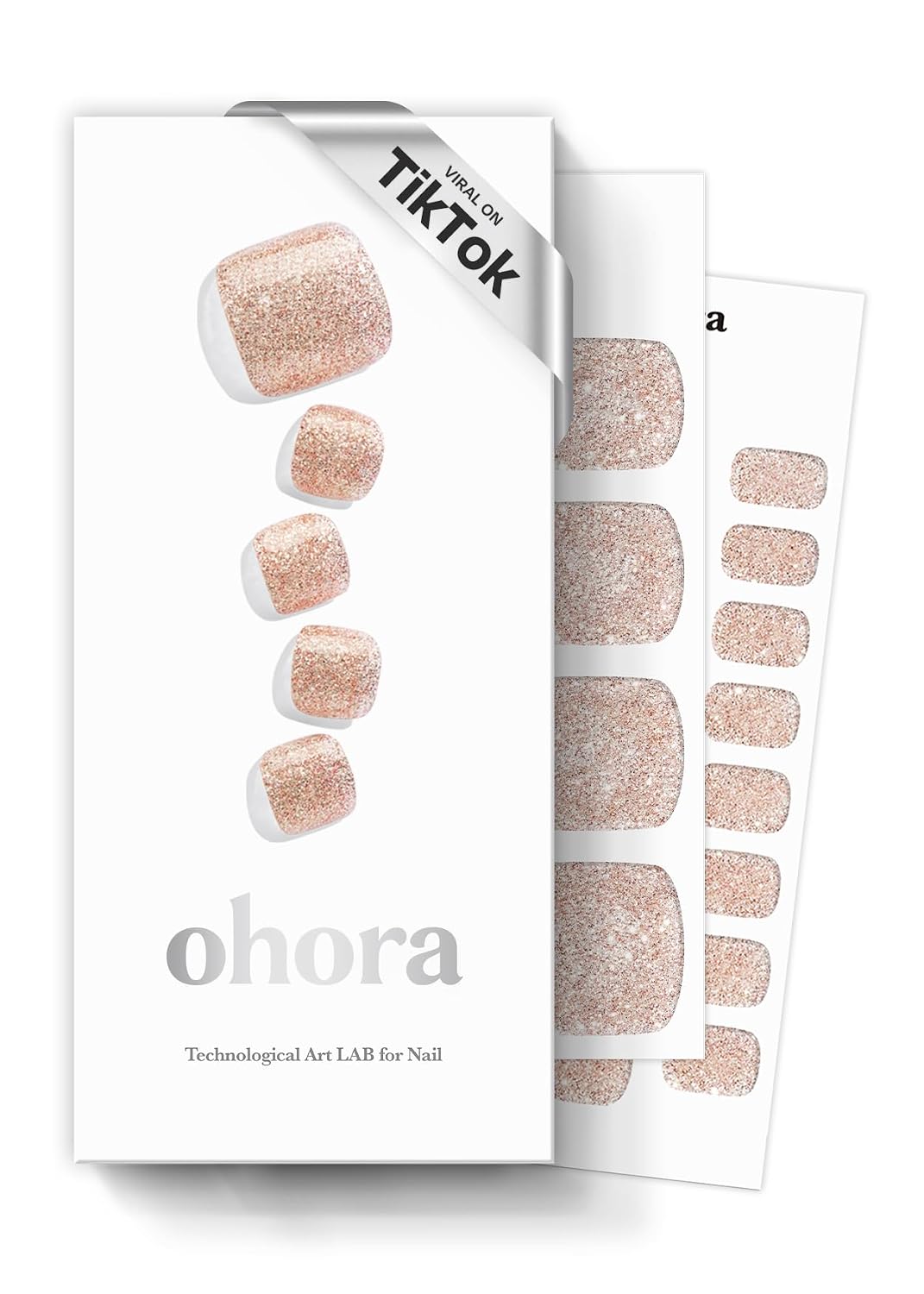 ohora Semi Cured Gel Pedi Strips (P Basic Pedicure no.3) - White. Solid. Works with UV/LED Lamps. Salon-Quality. Long Lasting. Easy to Apply & Remove - Includes 2 Prep Pads. Nail File & Wooden Stick : Beauty & Personal Care