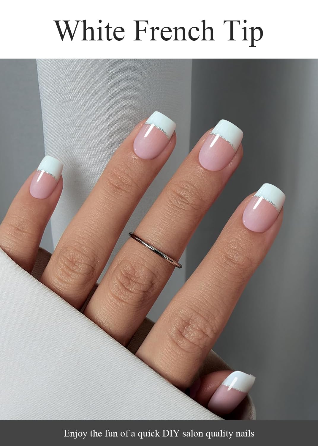 AutyaMee Semi Cured Gel Nail Strips (A White French Tip). Clear Base. 20 Pcs Gel Nail Wraps. Stickers. UV Light Required. Salon Quality. Long Lasting : Beauty & Personal Care
