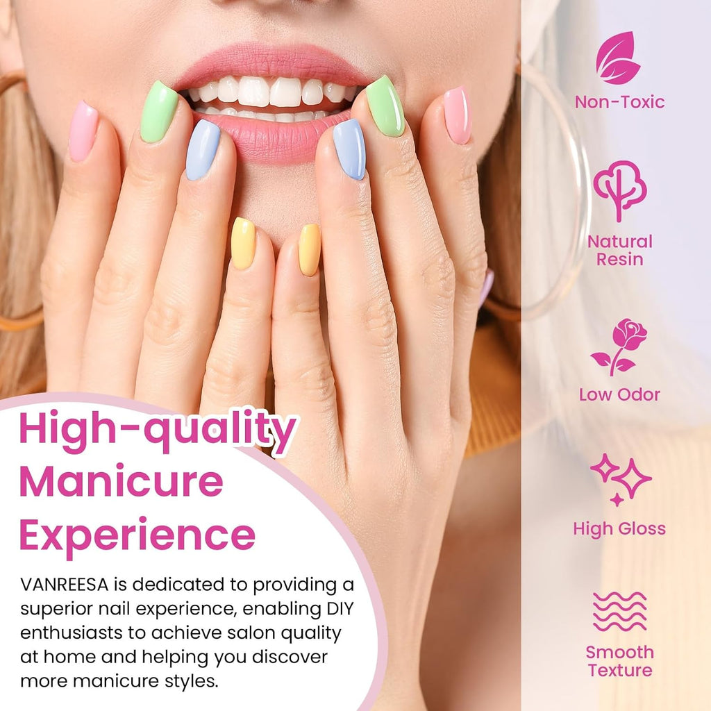VANREESA 42 Pcs Gel Nail Polish Kit with U V Light 24 Popular Colors Gel Polish Nail Kit Green Blue Purple Pink Orange Complete Nail Kit with Manicure Tools Gifts for Women Girls : Beauty & Personal Care