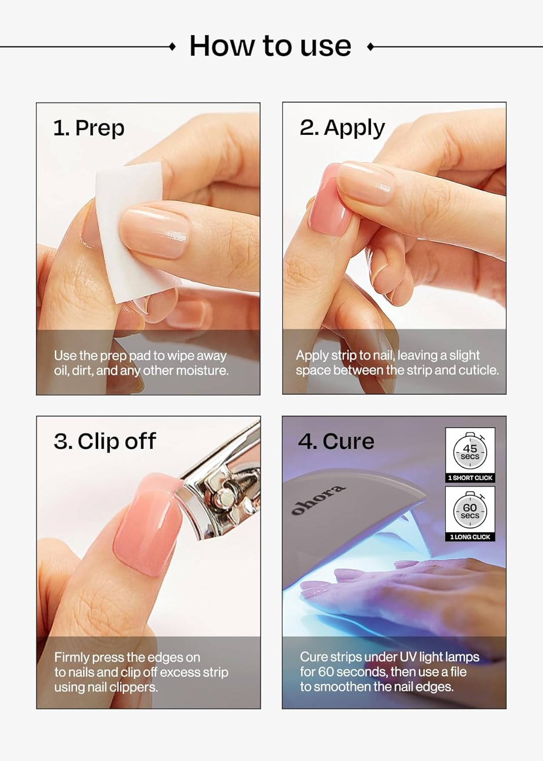 ohora Semi Cured Gel Nail Strips (N Cream Window) - Green. Solid. Works with Any UV/LED Lamps. Salon-Quality. Long Lasting. Easy to Apply & Remove - Includes 2 Prep Pads. Nail File & Wooden Stick : Beauty & Personal Care