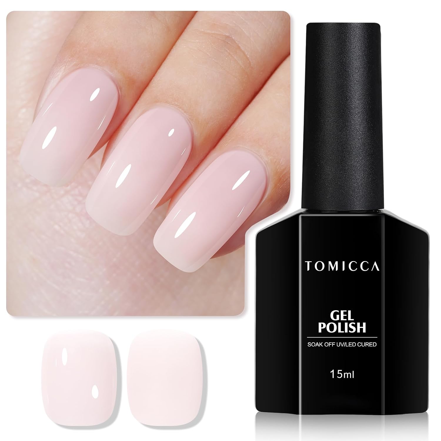 TOMICCA Nude Gel Nail Polish.15ml Light Nude Gel Polish.Soak Off Uv Led Cure Needed .Color Long Lasting Translucent Nail Art Manicure French Salon Diy Design Gifts For Woman : Beauty & Personal Care