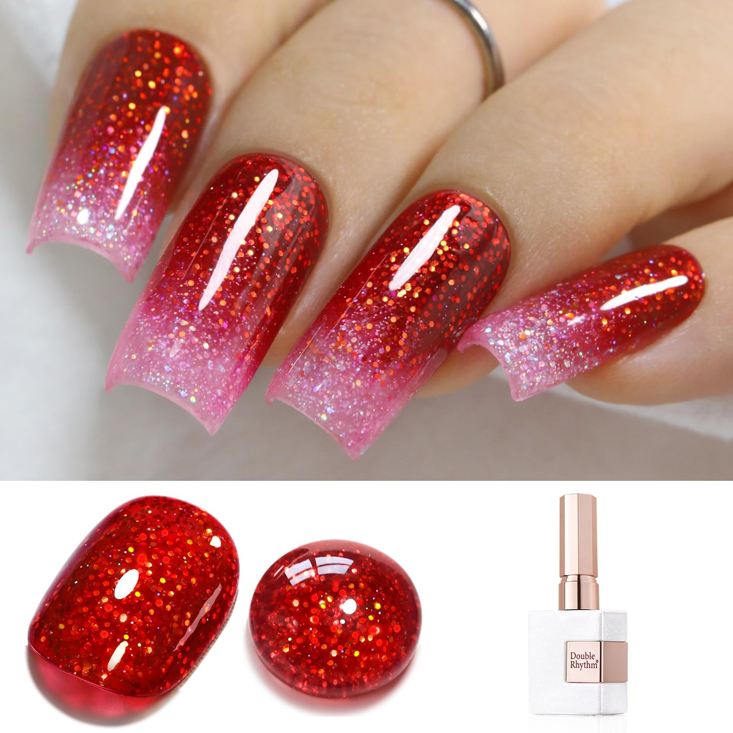 Double Rhythm 0.5Oz Glitter Gel Polish Shimmer Reflective Color for Nail Art Salon DIY Soak Off 15ml Nail Lamp Gel Polish at Home (Pink-B1161) : Beauty & Personal Care