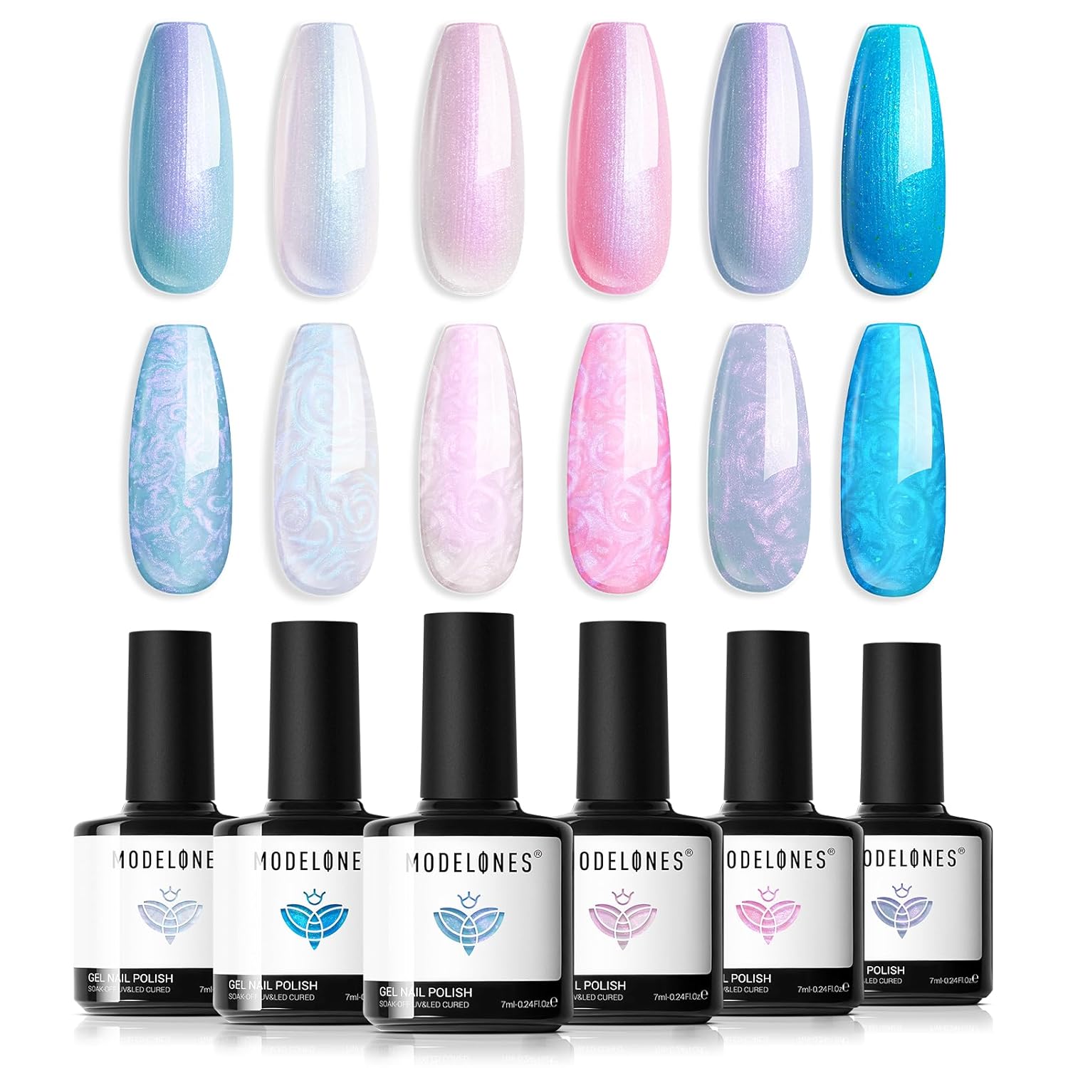modelones Gel Nail Polish Set- 6 Colors 2026 Chameleon Aurora Shimmer Glitter Gel Polish Kit Blue Green Purple Nail Gel Polish Soak Off LED Nail Lamp Nail Art Gel Kit DIY Salon Gift : Beauty & Personal Care