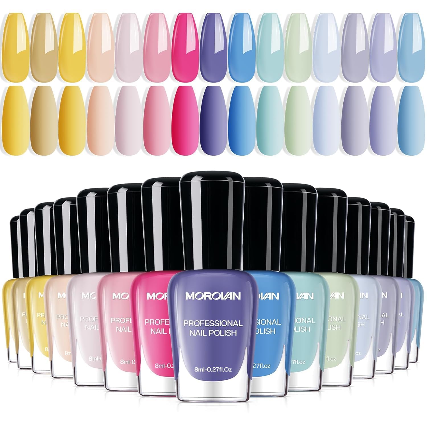 Morovan 15 Bright Color 0.27oz Air Quick Dry Long Lasting Nail Polish Gift Set for Women : Beauty & Personal Care