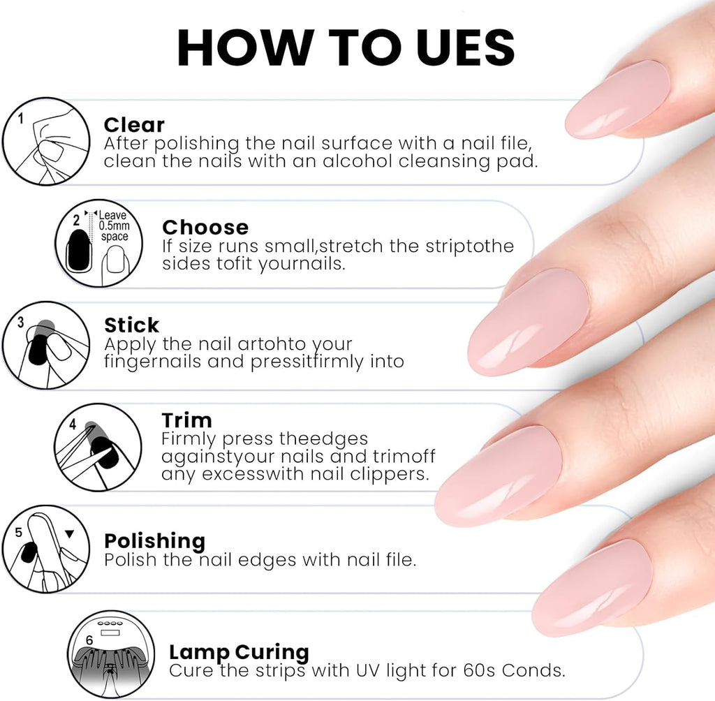 OAUEE Semi Cured Gel Nail Strips | Gel Nail Stickers with UV Light Required | Salon Quality. Easy Application and Removal(Pink Ombre) : Beauty & Personal Care