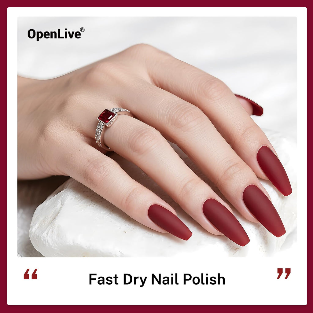OpenLive 16.5ml Dark Red Nail Polish Large Volume Quick Dry Nail Polish. Long Lasting Shine. Fingernail Toenail Nail Art DIY Home Travel Nail Art Gift : Beauty & Personal Care