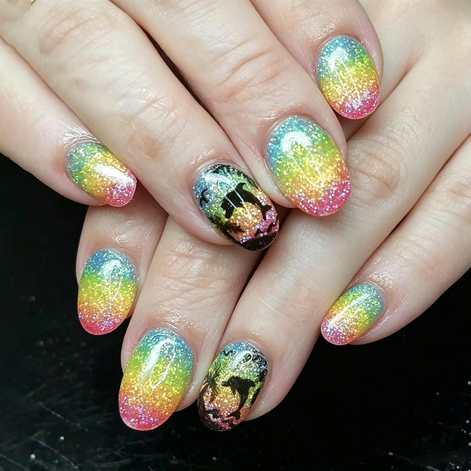 24Pcs Colorful Flower Press-On Nails - Short. Square. Fake. Spring-Summer Nail Art Set. Light Pink Acrylic. Full Cover Glossy False Nails for Women & Girls : Beauty & Personal Care