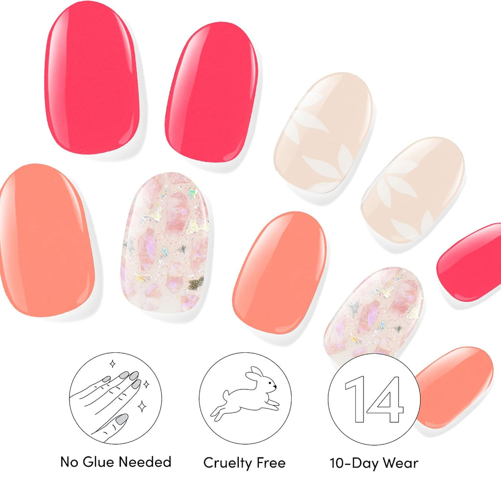 Dashing Diva Gloss Nail Strips Bundle - The Vivids Collection - Fruit Punch Petals & Papaya Breeze - UV Free. Chip Resistant. Long Lasting Gel Stickers - Contains 2 Sets : Beauty & Personal Care