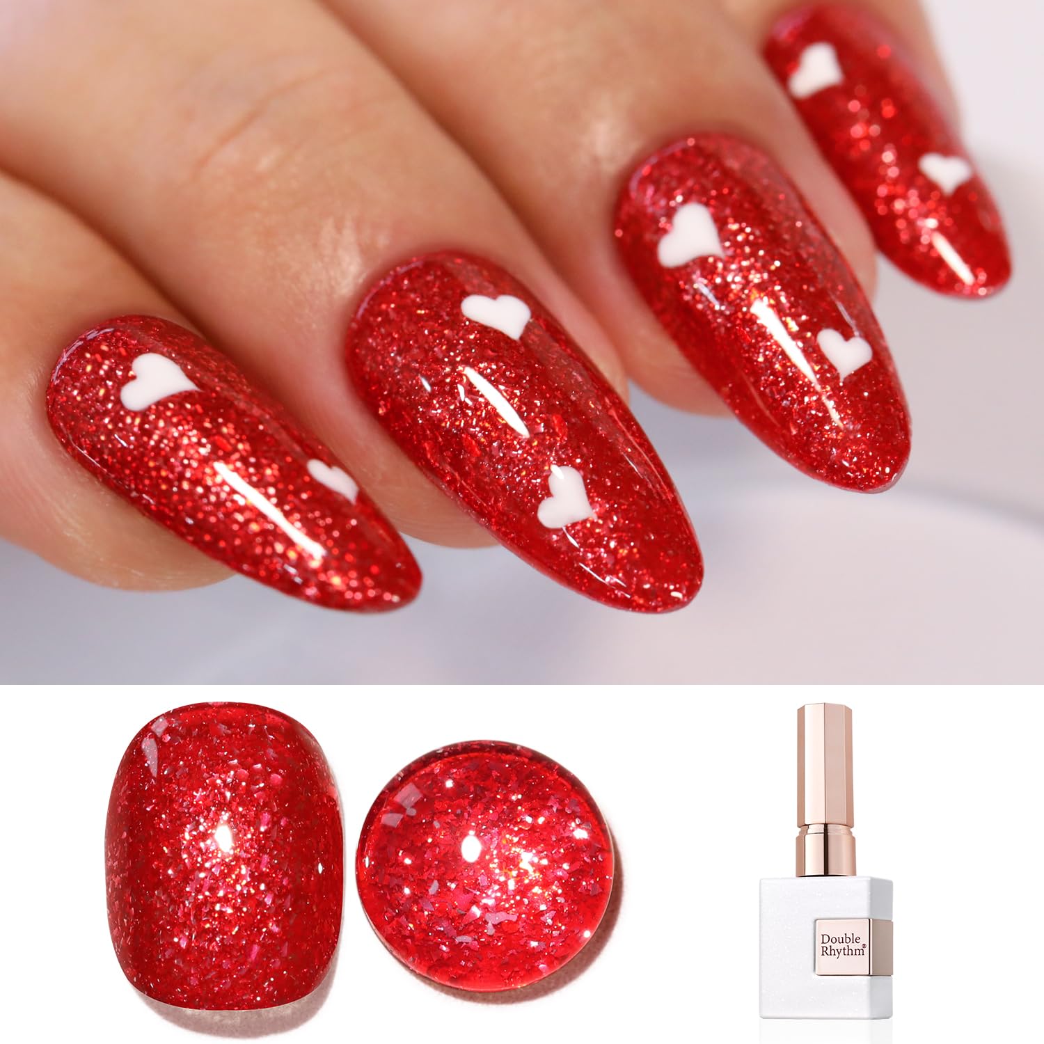 Double Rhythm 0.5Oz Glitter Gel Polish Shimmer Reflective Color for Nail Art Salon DIY Soak Off 15ml Nail Lamp Gel Polish at Home (Pink-B1161) : Beauty & Personal Care