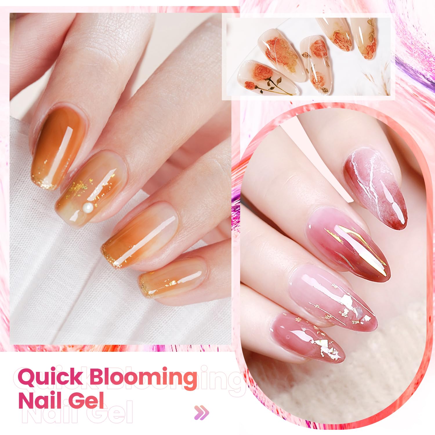 JODSONE 10ML Blooming Gel Nail Polish Clear Marble Nail Nail Art Accessories for Spreading Effects. Floral Print. Watercolor Design for Women : Beauty & Personal Care