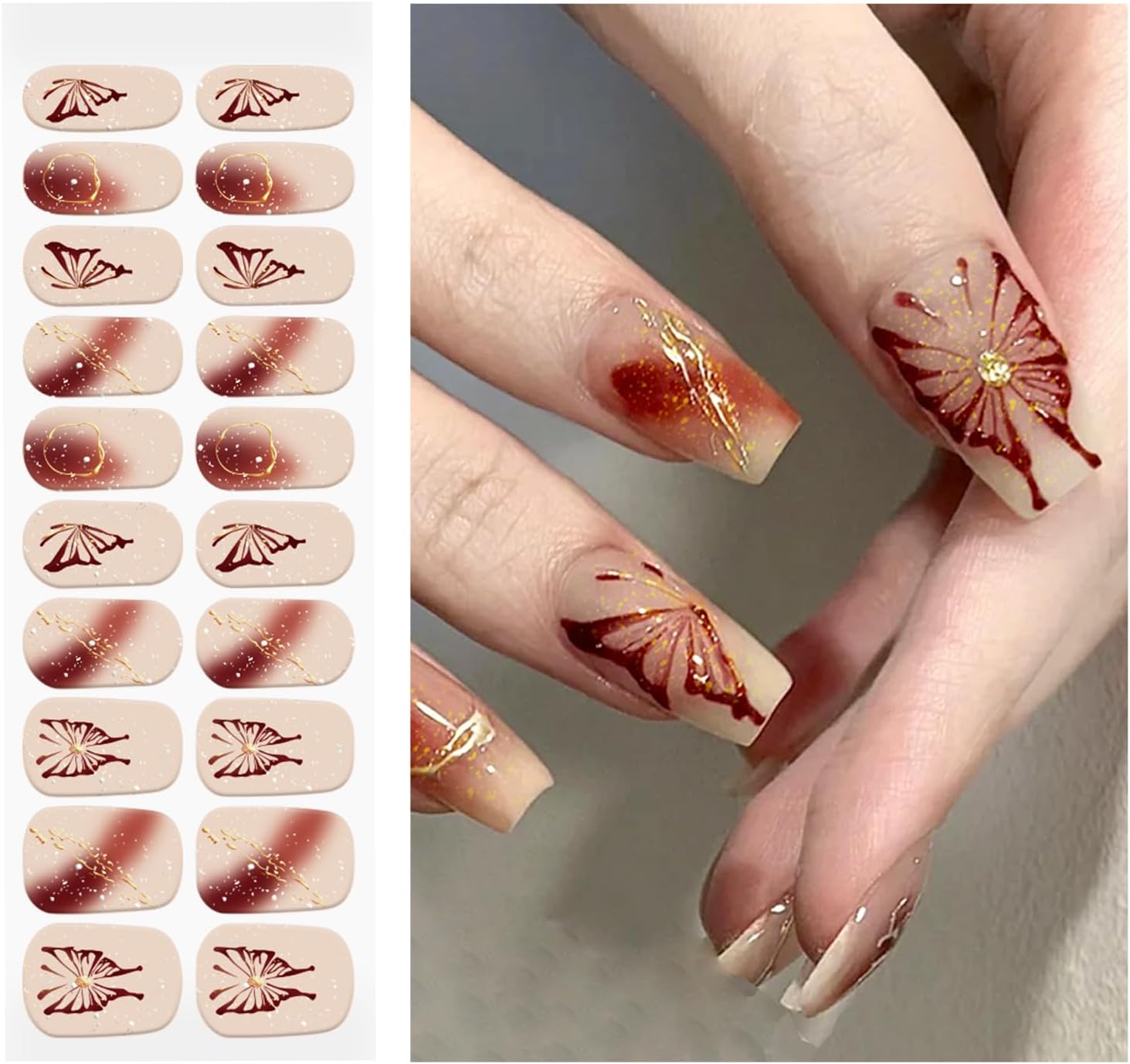 OAUEE Semi Cured Gel Nail Strips | Gel Nail Stickers with UV Light Required | Salon Quality. Easy Application and Removal(Pink Ombre) : Beauty & Personal Care