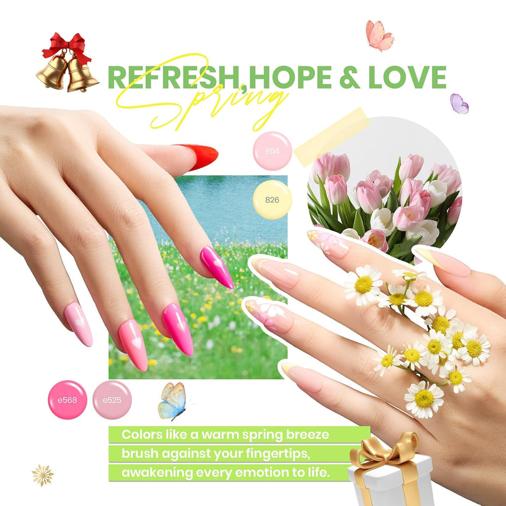 beetles Gel Polish Set Vivid Seasons - Summer Gel Nail Polish Set 36 Colors Pink Yellow Green Purple Jelly Shades 45pcs with Base & Top Coat UV LED Soak Off DIY Salon Gift for Women : Beauty & Personal Care