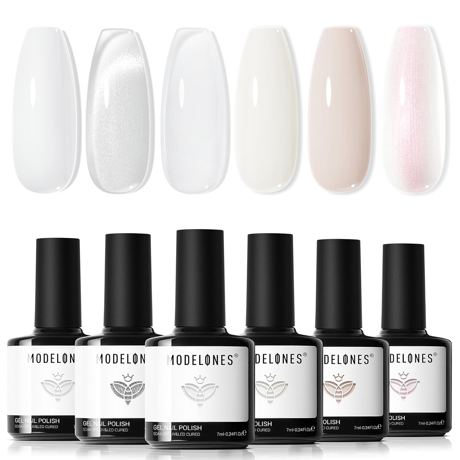 modelones Gel Nail Polish Kit -6 Colors Nude Pink Milky White Gel Polish Set Skin Tones Neutral Brown Soak Off Gel Nail Kit Manicure DIY Nail Art Salon Home Gift : Beauty & Personal Care