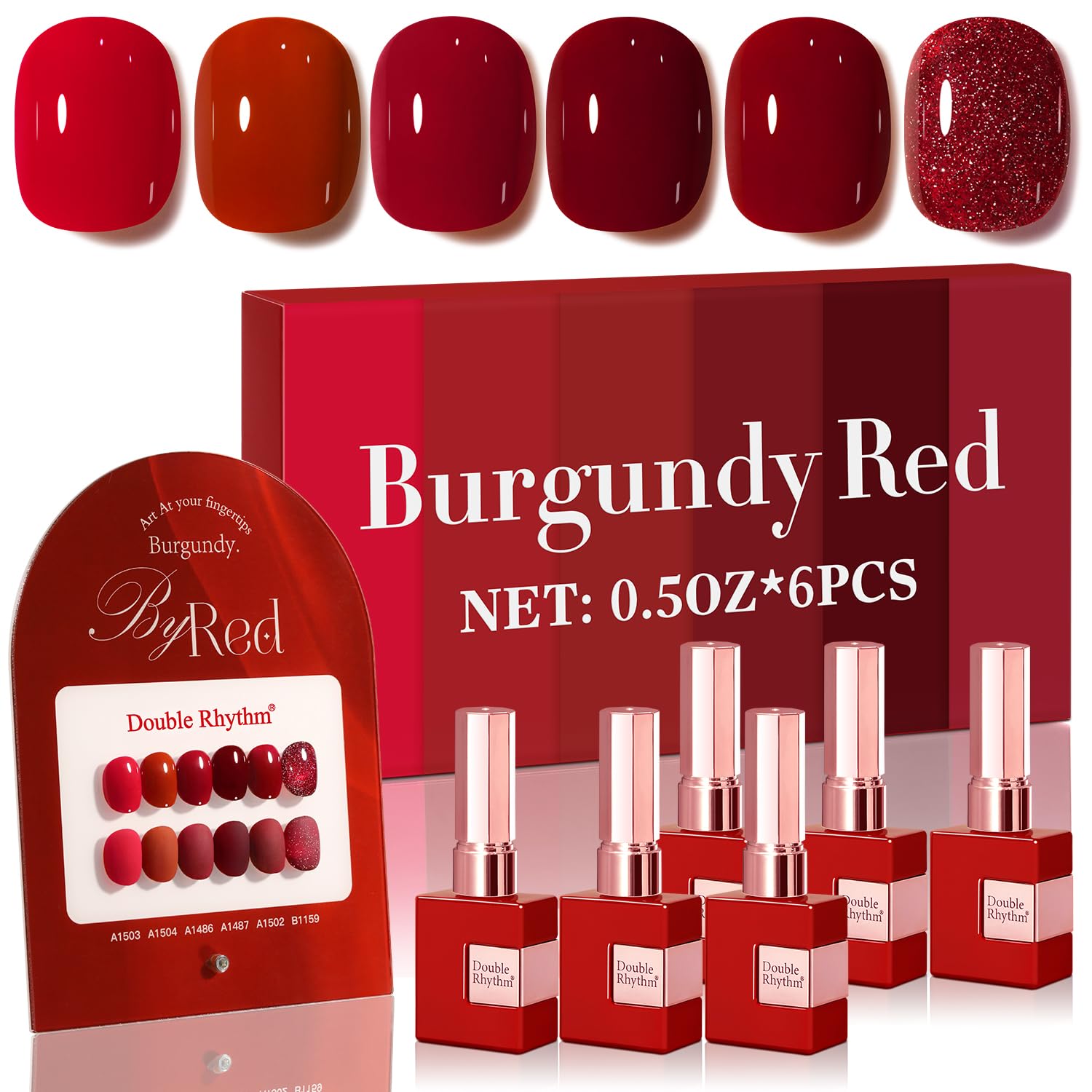 Double Rhythm 6 Pcs 15 ML Gel Polish Set Same Color Same Bottle Soak Off Gel Polish Kit Nail Art Manicure Salon DIY at Home for Women (Burgundy Red Nude Pink Purple Beige-T6-3) : Beauty & Personal Care