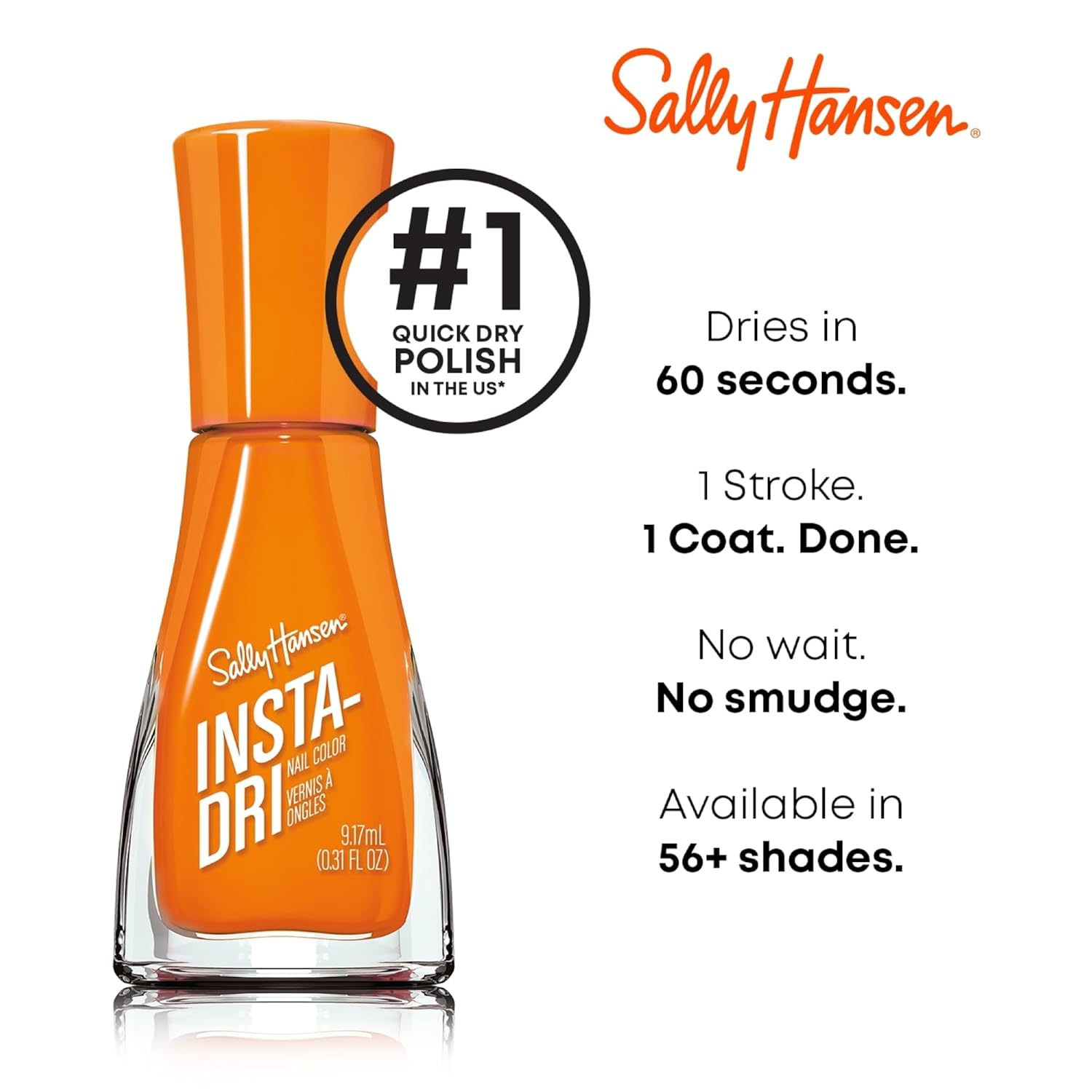 Sally Hansen Insta-Dri Nail Polish | Quick Dry. Long Lasting. Streak-Free Shine | Opaque. Glossy | 357 Time Warmth | Burnt Orange Nail Color : Beauty & Personal Care