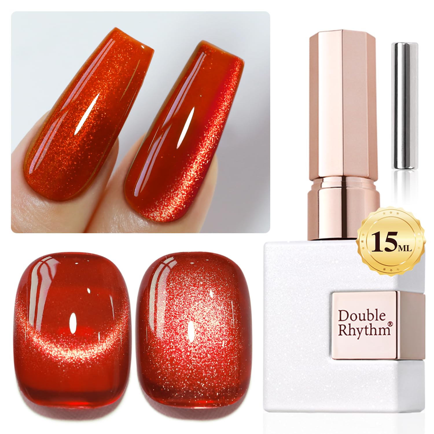 Double Rhythm 0.5 OZ Cat Eye Gel Polish with Magnet 15ML Holographic Glitter Shimmer Translucent Jelly Color Magnetic Polish Salon DIY at Home (Silver-MC1019) : Beauty & Personal Care