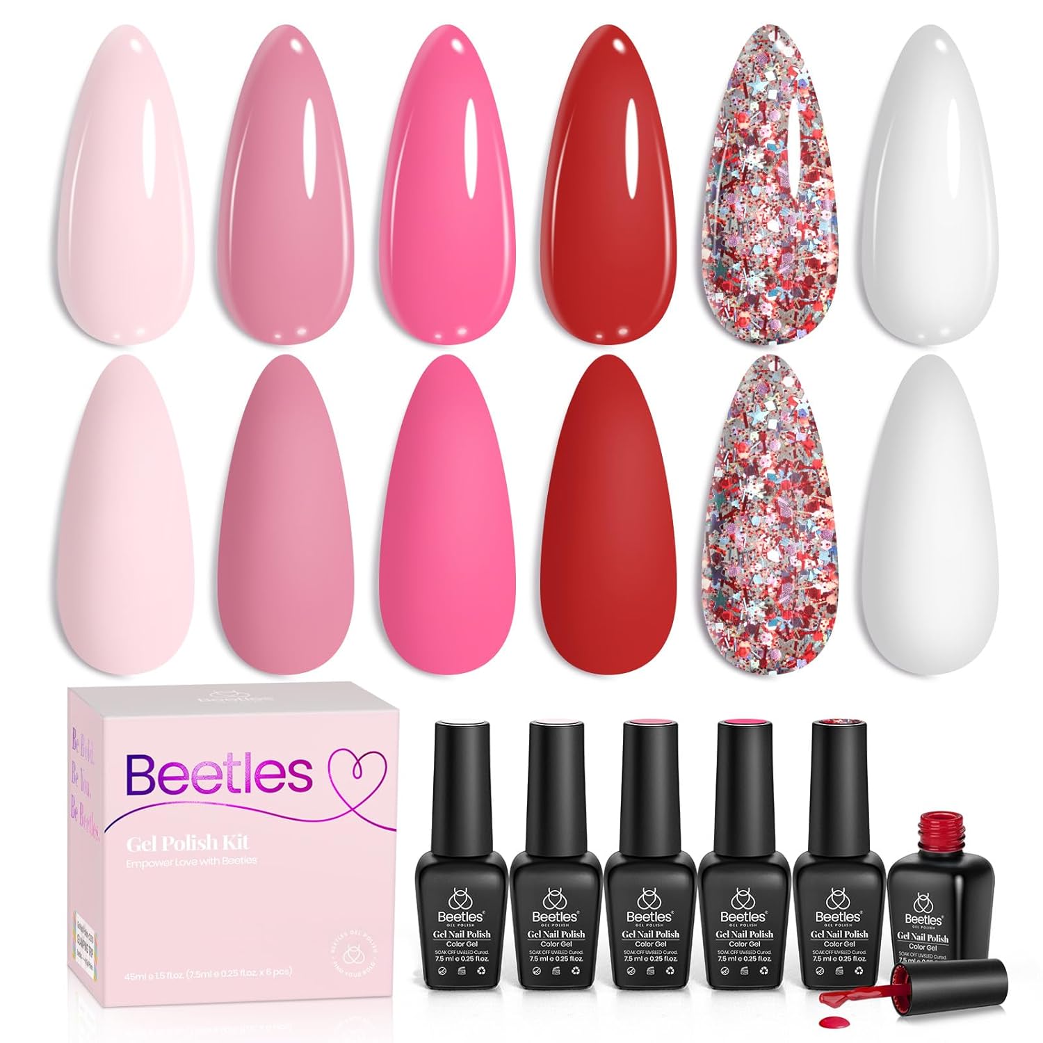 Beetles Pearl Gel Nail Polish. 6 Colors Shimmer White Pink Purple Mermaid Nail Drawing Gel. Soak Off UV Gel Polish Swirl Shell Thread Effect DIY Manicure Nail Art Gifts for Women : Beauty & Personal Care