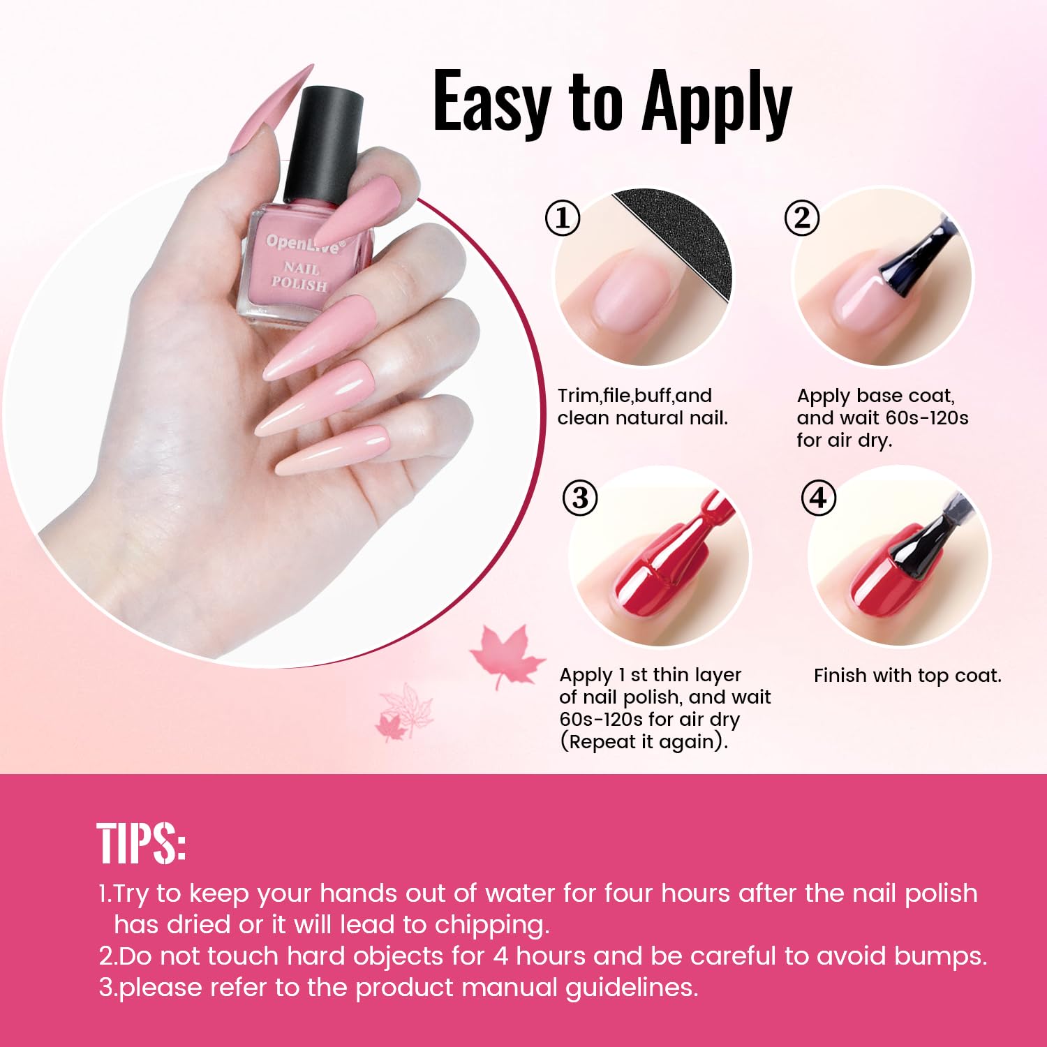 OpenLive 12 PCS Nail Polish Set With 10 Colour Combo. 2 PCS Base And Top Coat.Fast Drying Nail Polish For Home DIY And Beginners : Beauty & Personal Care