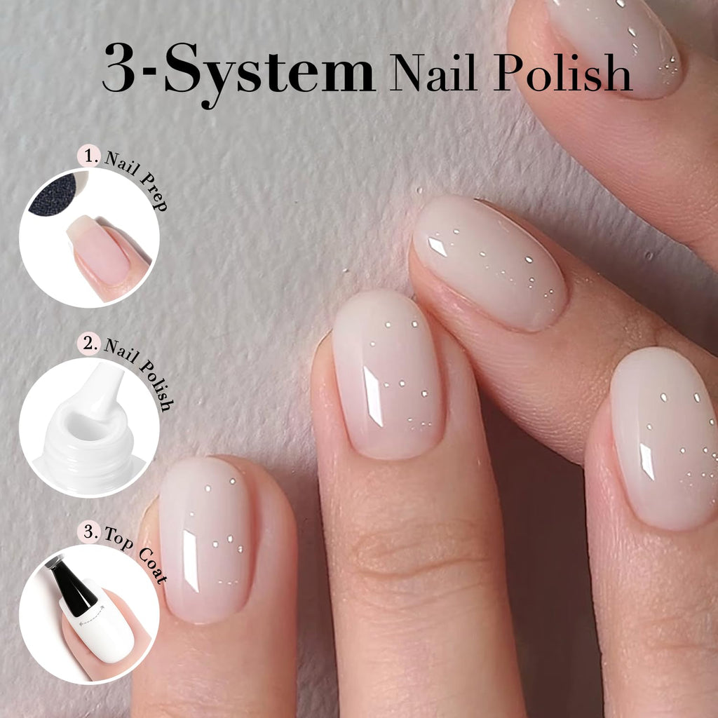 AZUREBEAUTY Milky White Translucent Nail Polish – Quick Dry. Long-Lasting. Natural Jelly Glossy Finish for DIY Manicure & Nail Art. Salon Quality for Women : Beauty & Personal Care