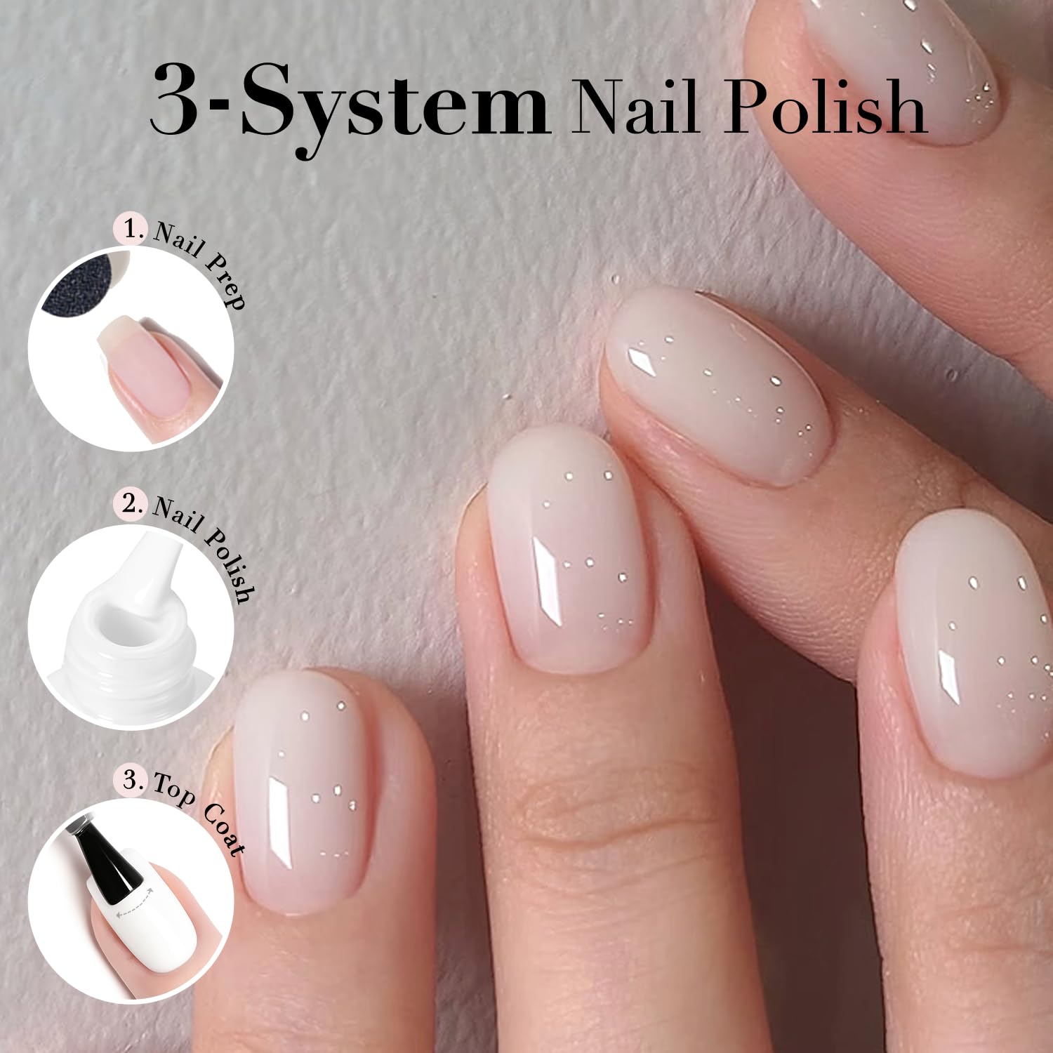 AZUREBEAUTY Milky White Translucent Nail Polish – Quick Dry. Long-Lasting. Natural Jelly Glossy Finish for DIY Manicure & Nail Art. Salon Quality for Women : Beauty & Personal Care