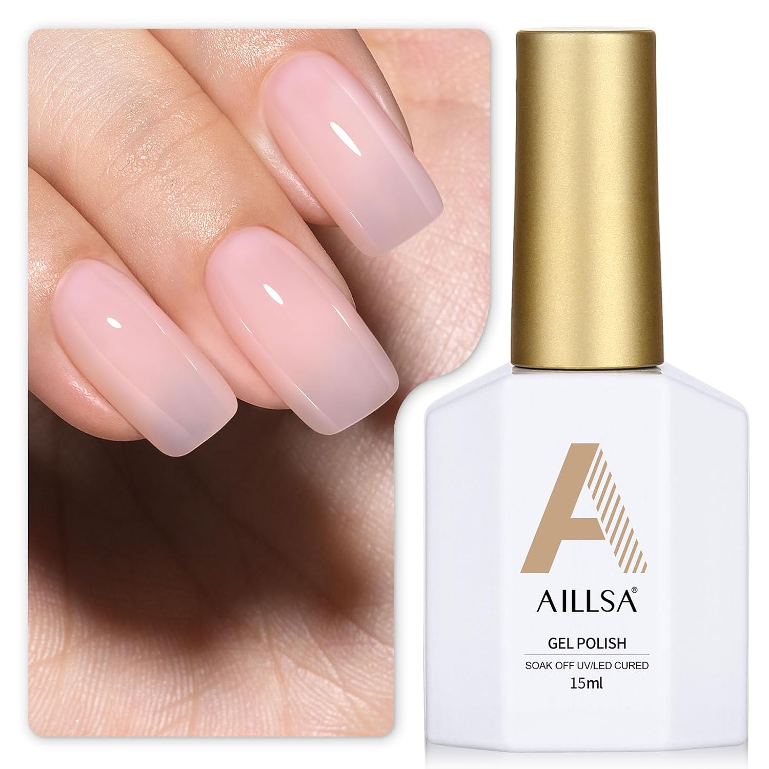 AILLSA Gel Nail Polish Nude Pink Gel Polish Sheer Neutral Color Jelly Gels Nail Polish Natural Translucent Soak Off U V Nails for Nail Art French Manicure at Home 0.51 Fl Oz /GB49 : Beauty & Personal Care