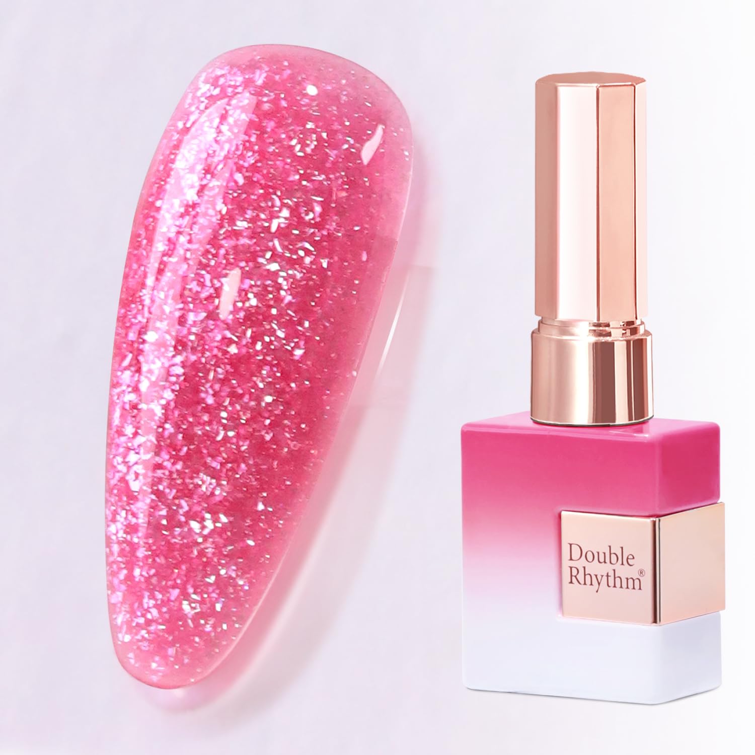 Double Rhythm 0.5Oz Glitter Gel Polish Shimmer Reflective Color for Nail Art Salon DIY Soak Off 15ml Nail Lamp Gel Polish at Home (Pink-B1161) : Beauty & Personal Care