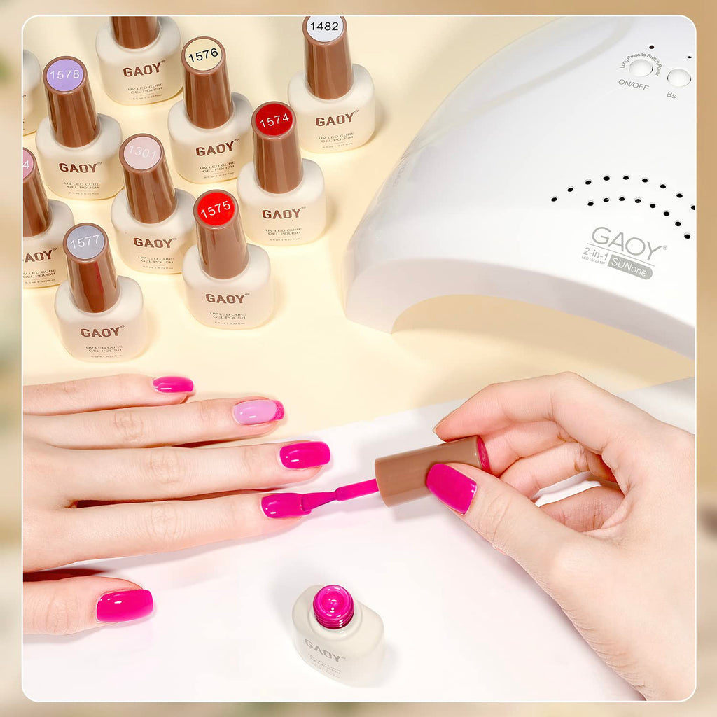 GAOY 42 Pcs Gel Nail Polish Kit. Pink White Red Jelly Nude Colors All Seasons Gel Nail Polish Set with Glossy & Matte Top Coat and Base Coat for DIY Manicure at Home : Beauty & Personal Care