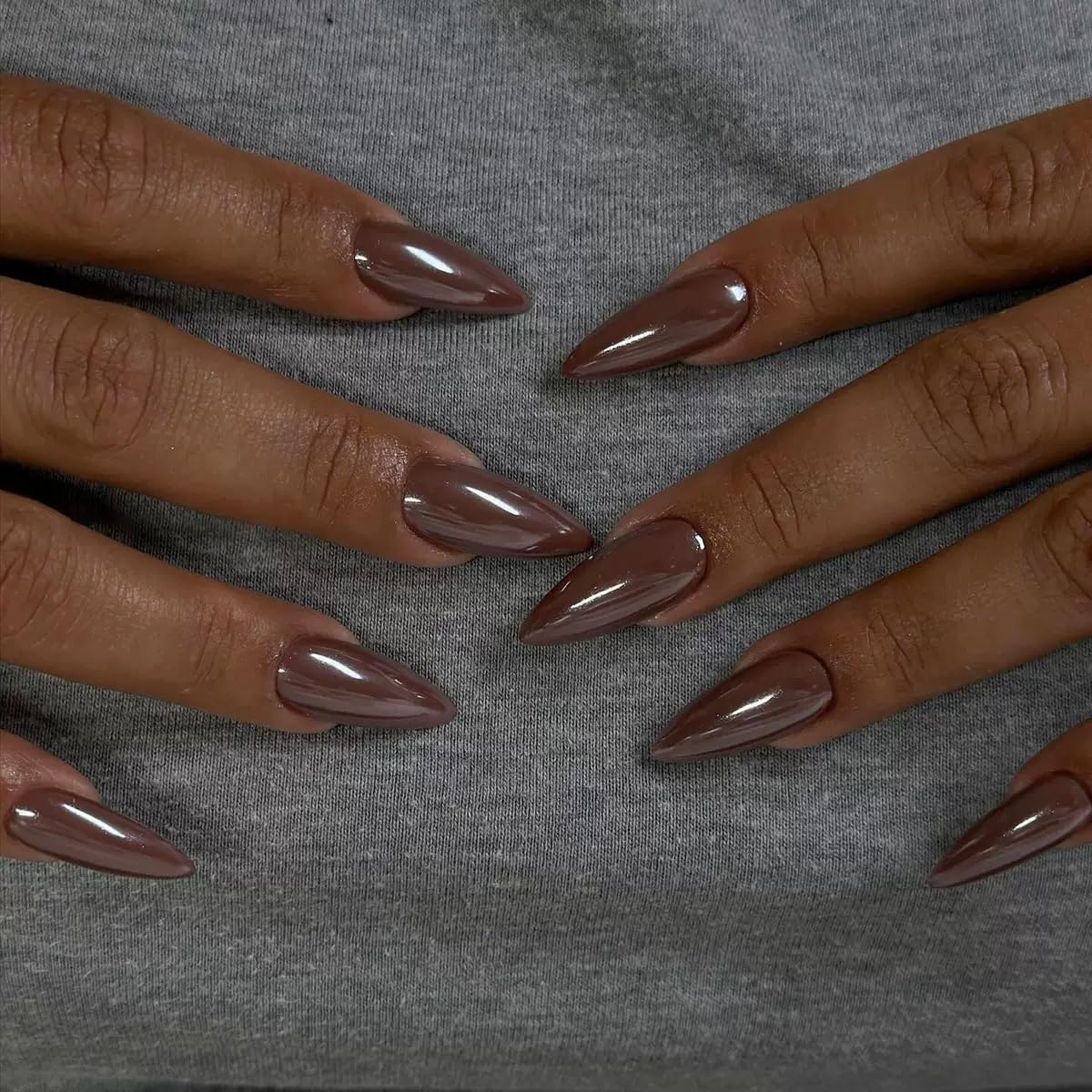 CTTHNBD Press on Nails Almond - French Tip Fake Nails with Gold Line Design - Medium Fasle Nails Press ons - for Women 24 Pcs : Beauty & Personal Care