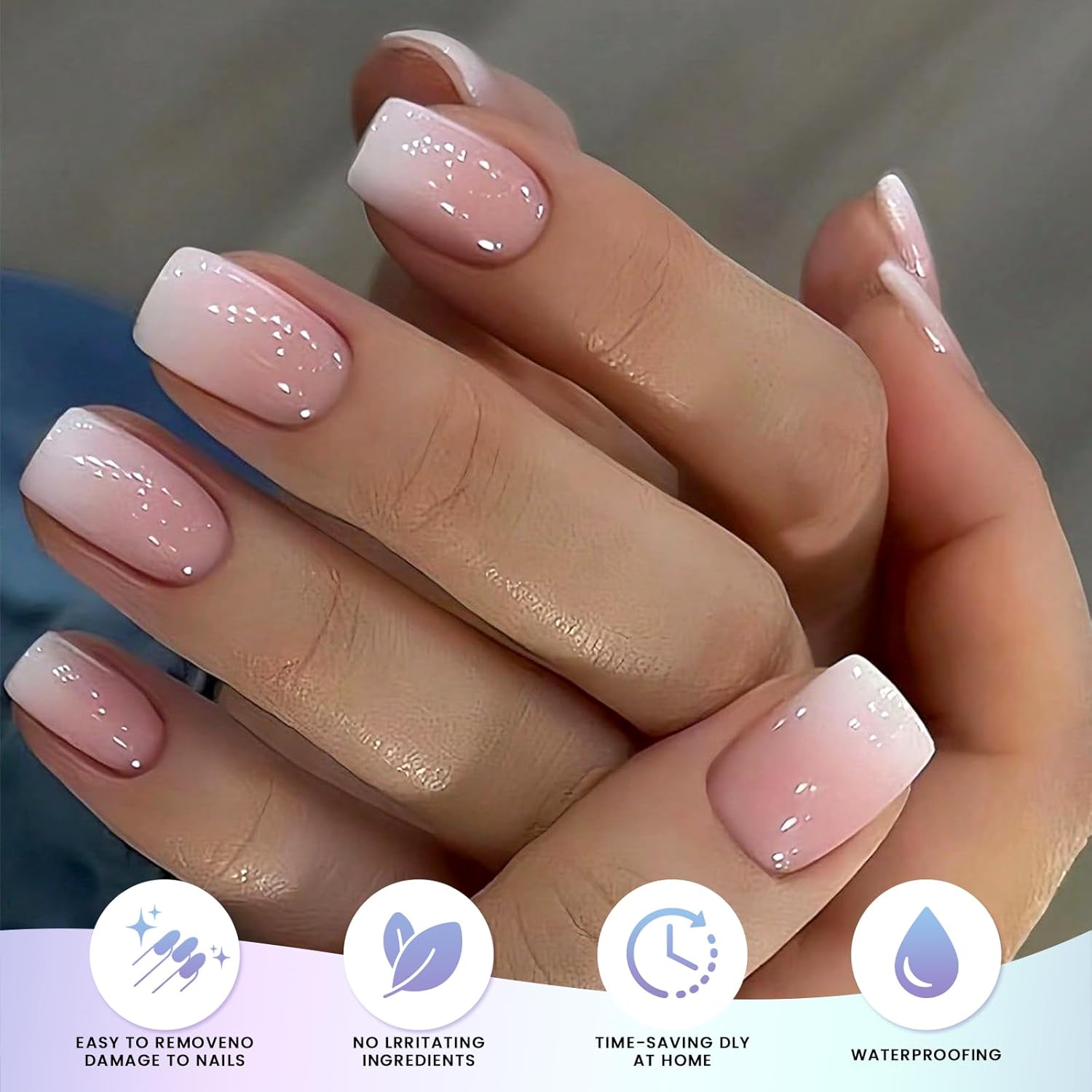 OAUEE Semi Cured Gel Nail Strips | Gel Nail Stickers with UV Light Required | Salon Quality. Easy Application and Removal(Pink Ombre) : Beauty & Personal Care