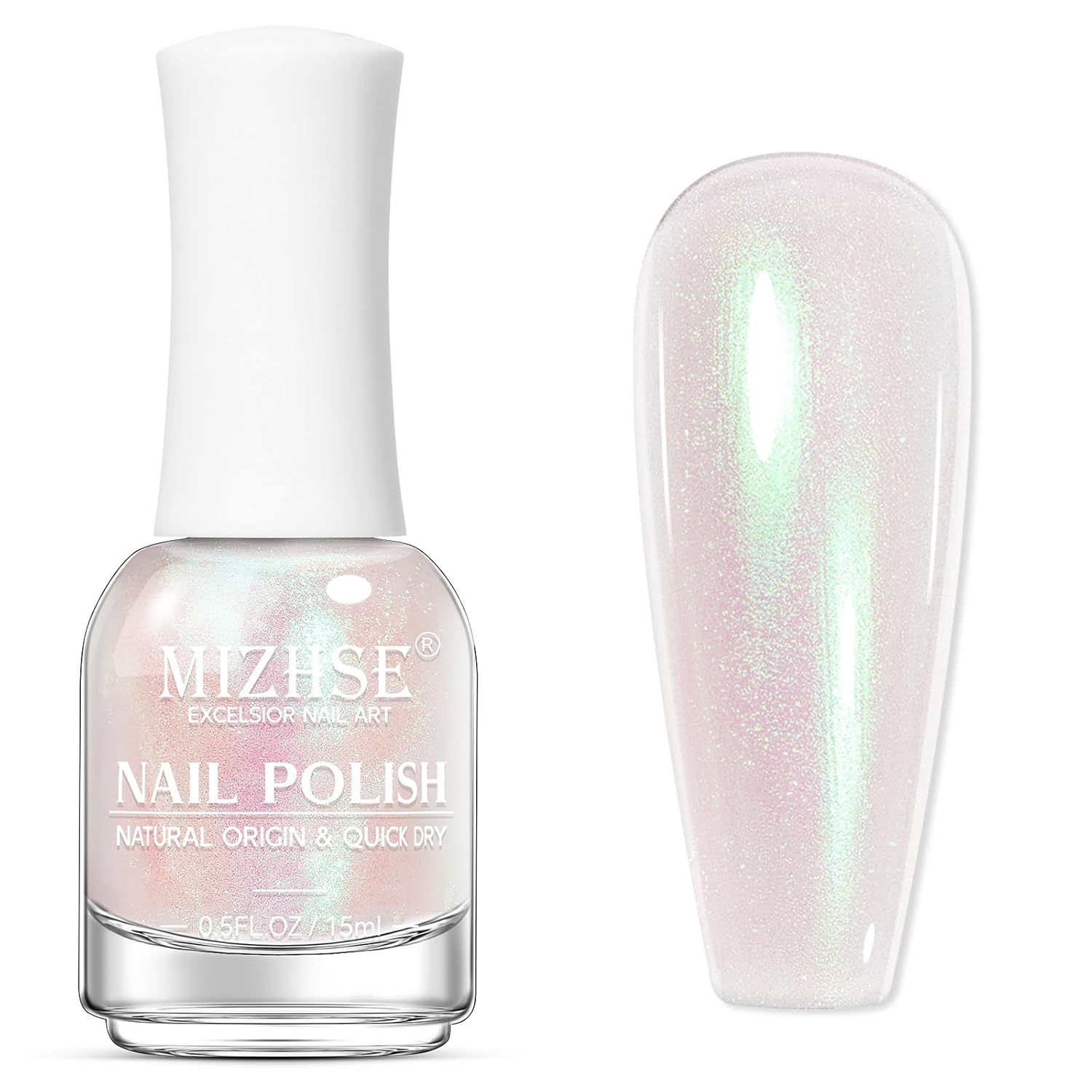 MIZHSE Pearlescent Pink Nail Polish. Quick Dry Pearl Nail Polish. Air Fast Drying 15ml Pale Pink Nail Lacquer Non Gel Oil-based Nail Art Manicure Home DIY : Beauty & Personal Care