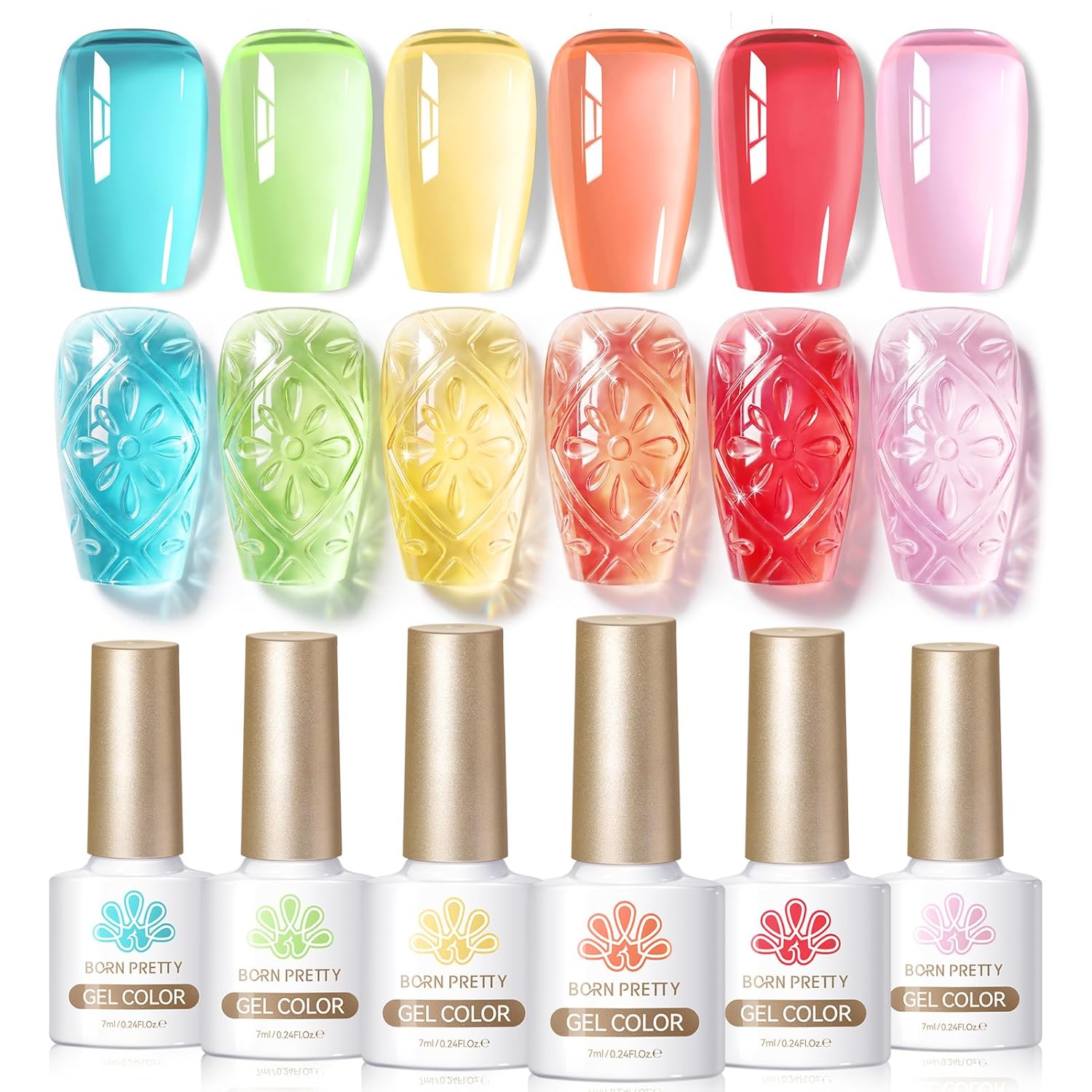 Born Pretty Pastel Gel Nail Polish Set Spring Summer Gel Polish Macaron Candy Sweet Color Gel Polish Easter Soft Pink Yellow Purple Blue Green Colors Collection Nail Art Gift Box 7ML 6PCS : Beauty & Personal Care