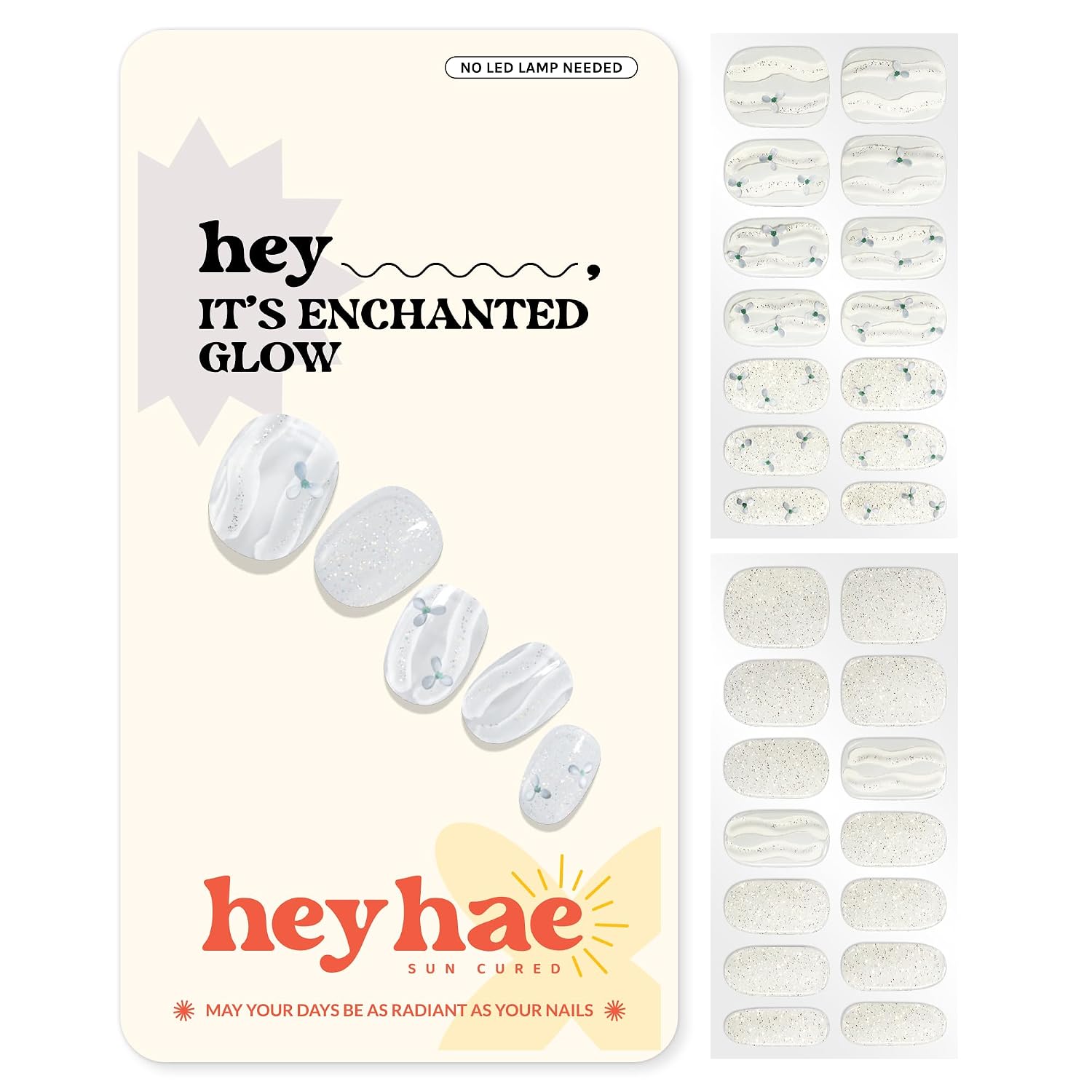 Heyhae Semi Cured Gel Nail Strips | No LED Lamp Needed | Ombre. Orange. Spring | Easy Apply & Remove. Salon Quality |Includes 28 Strips. 1 Prep Pads. Nail File & Wooden stick - Hey. You're My Sunshine : Beauty & Personal Care