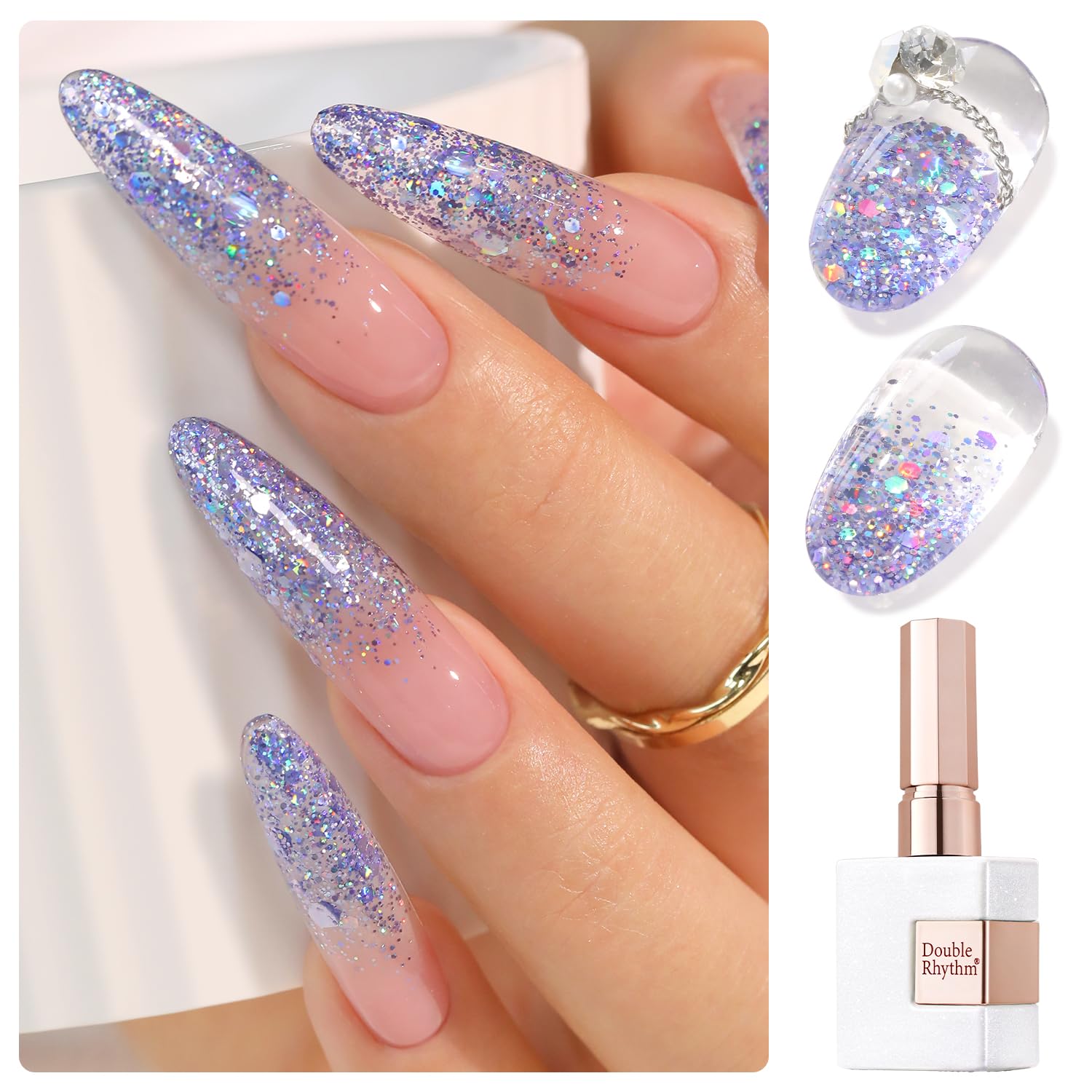 Double Rhythm 0.5Oz Glitter Gel Polish Shimmer Reflective Color for Nail Art Salon DIY Soak Off 15ml Nail Lamp Gel Polish at Home (Pink-B1161) : Beauty & Personal Care