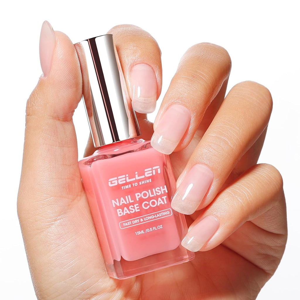 GELLEN Clear Nail Polish Base Coat Pink Tint. Sheer Natural Color Regular Nail Polish Quick Air Dry. Calcium Formula Strengthens Nails. Enhances Natural Look. TPO HEMA Free. Non-toxic. Anti-yellowing : Beauty & Personal Care
