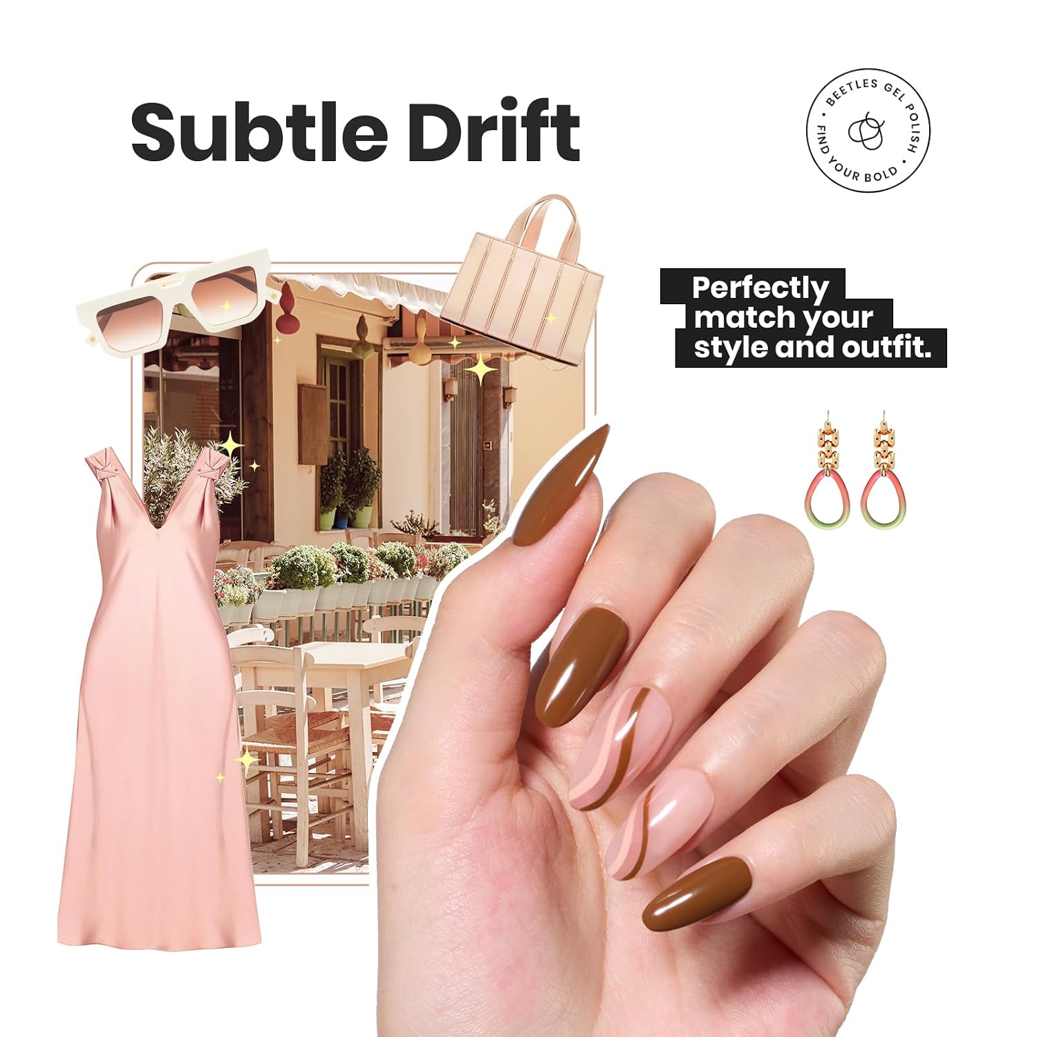Beetles Nude Nail Polish Set Coconut Mousse 6Pcs. Pink Nail Fast Drying Long Lasting Neutral Brown Red Burgundy Dark Lacquer Glossy for Salon-Quality Results : Beauty & Personal Care