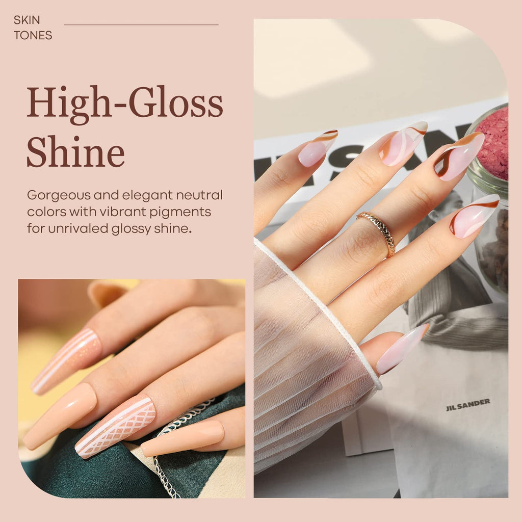 modelones Gel Nail Polish Kit -6 Colors Nude Pink Milky White Gel Polish Set Skin Tones Neutral Brown Soak Off Gel Nail Kit Manicure DIY Nail Art Salon Home Gift : Beauty & Personal Care