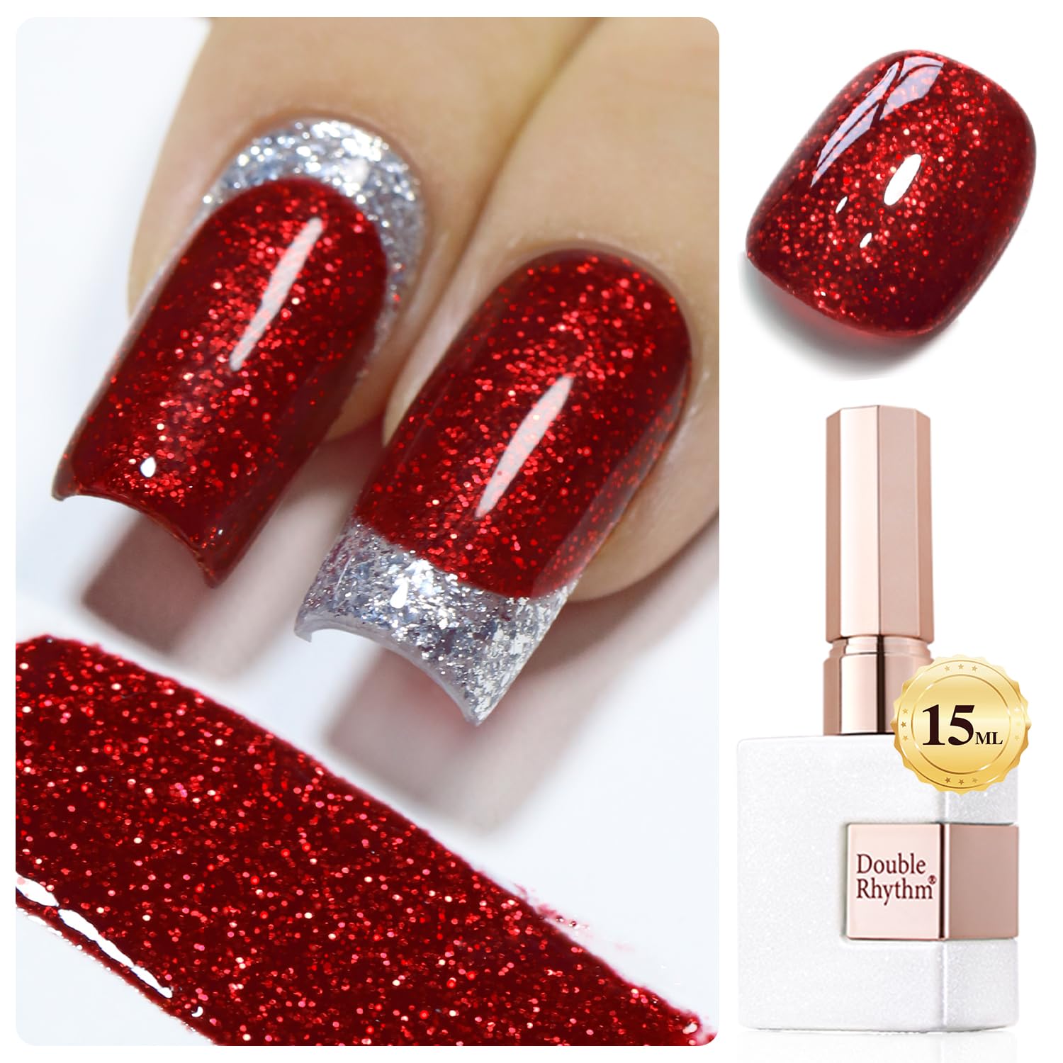 Double Rhythm 0.5Oz Glitter Gel Polish Shimmer Reflective Color for Nail Art Salon DIY Soak Off 15ml Nail Lamp Gel Polish at Home (Pink-B1161) : Beauty & Personal Care