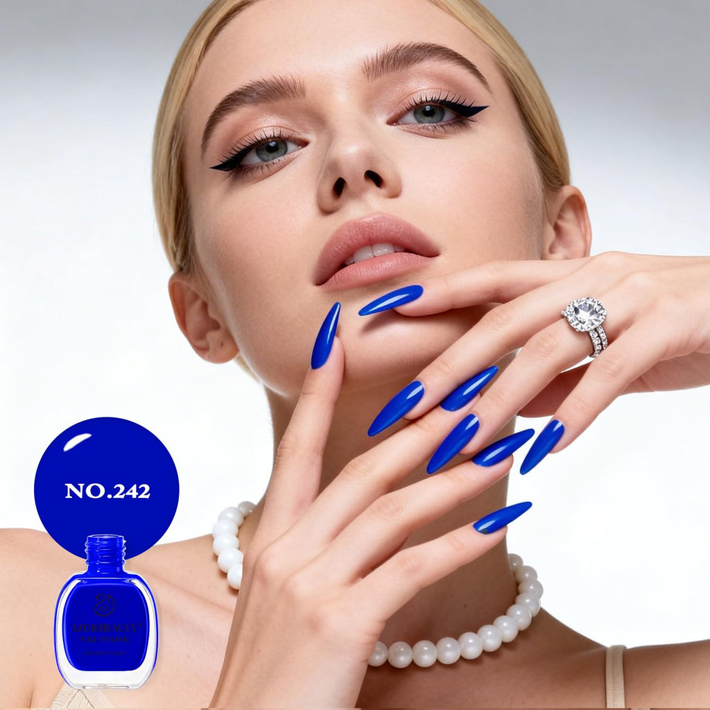 AZUREBEAUTY Navy Blue Nail Polish – Quick Dry. Long-Lasting. Natural Royal Blue Glossy Finish for DIY Manicure & Nail Art. Salon Quality for Women 0.34Oz : Beauty & Personal Care