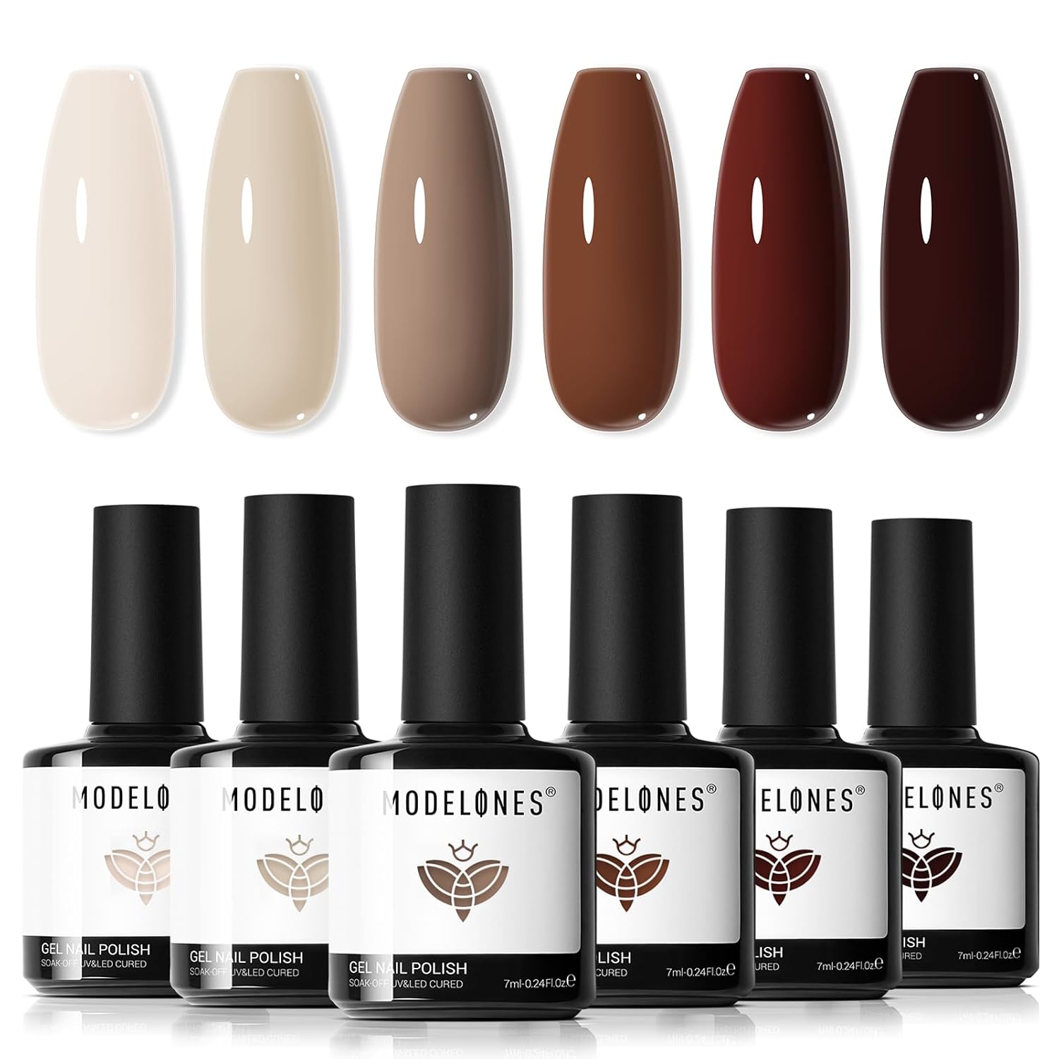 modelones Gel Nail Polish Kit -6 Colors Nude Pink Milky White Gel Polish Set Skin Tones Neutral Brown Soak Off Gel Nail Kit Manicure DIY Nail Art Salon Home Gift : Beauty & Personal Care